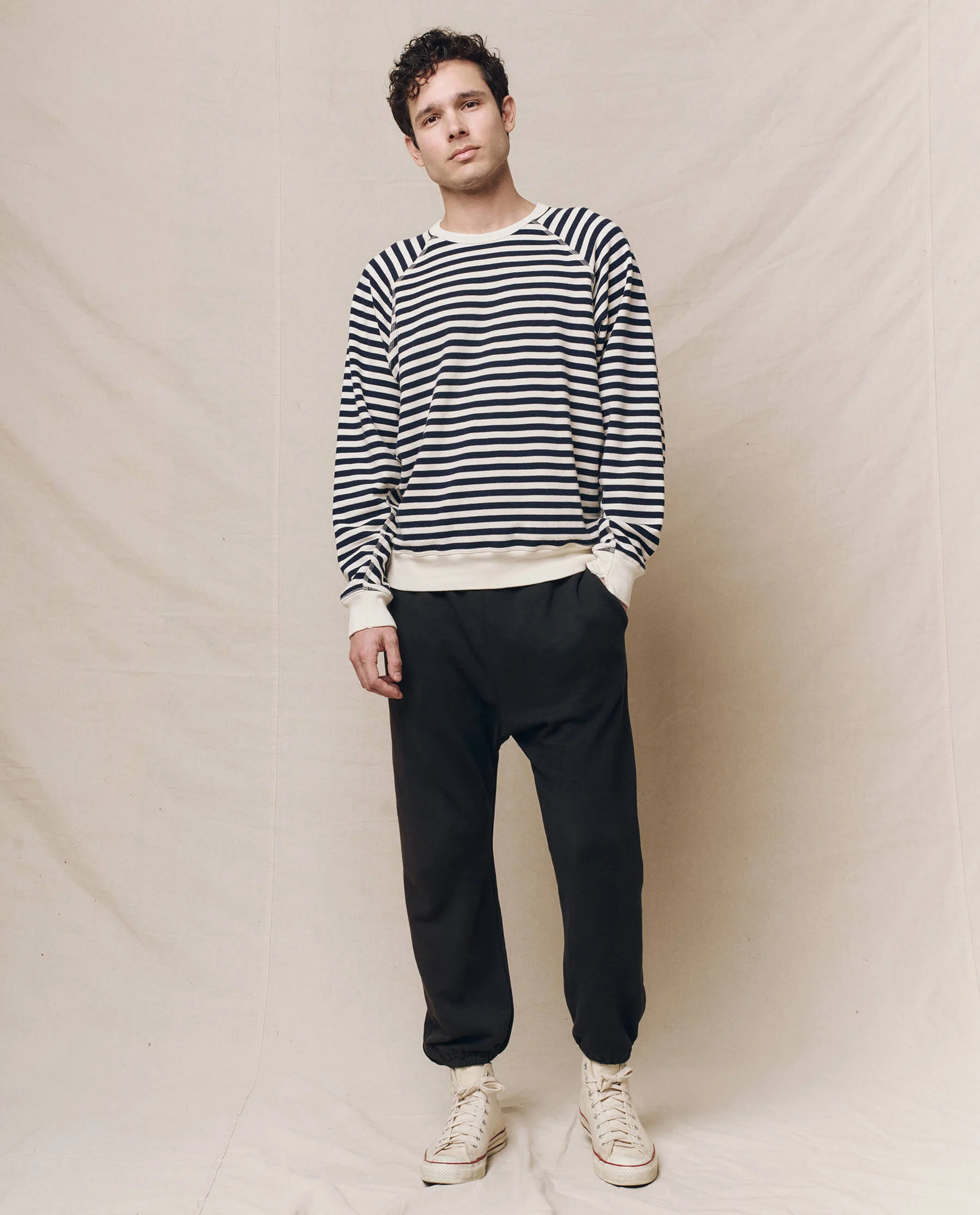 The Men's College Sweatshirt. -- Navy Sailor Stripe - Image 5