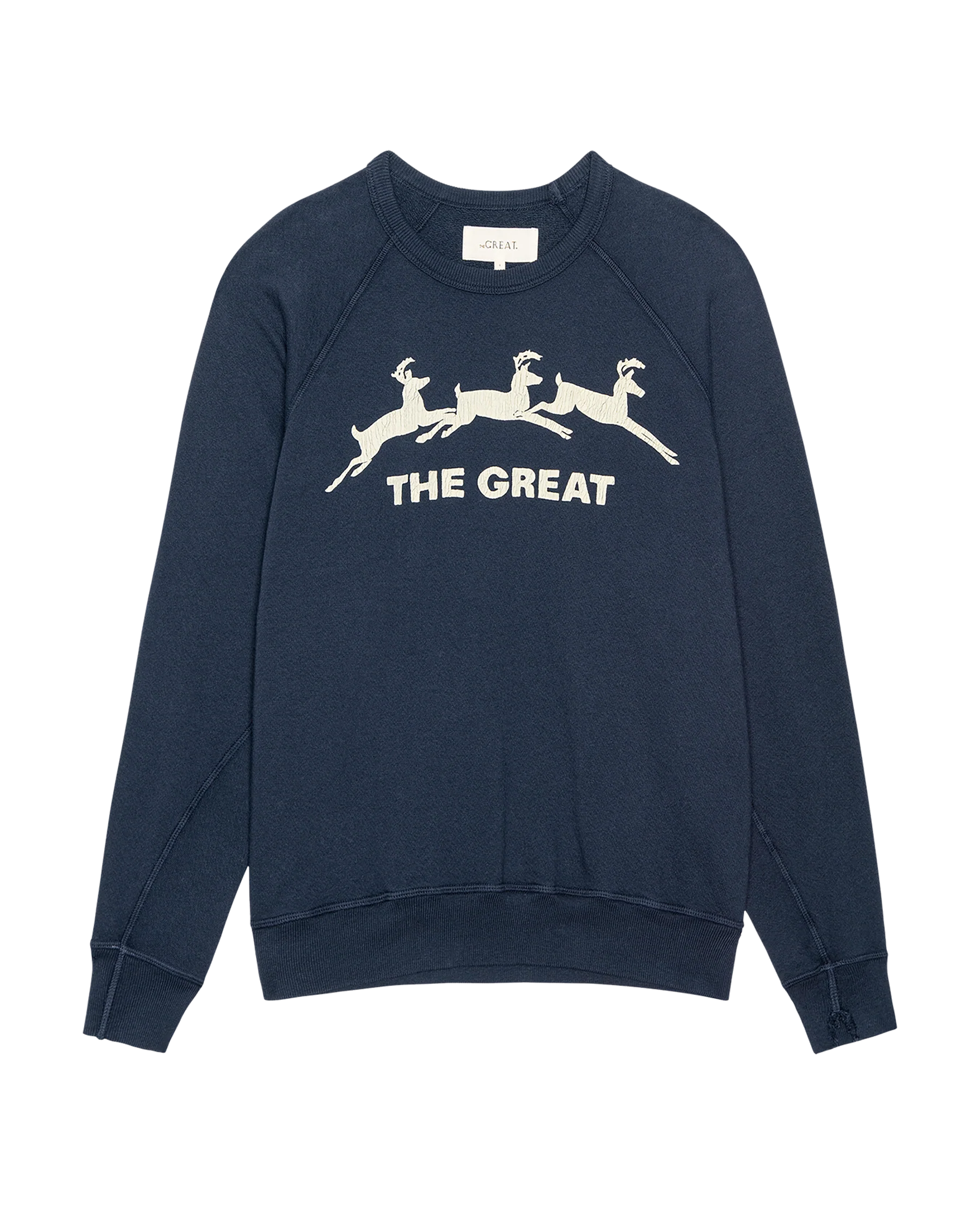 The Men's College Sweatshirt. Graphic -- Navy with Deer Graphic - Image 4