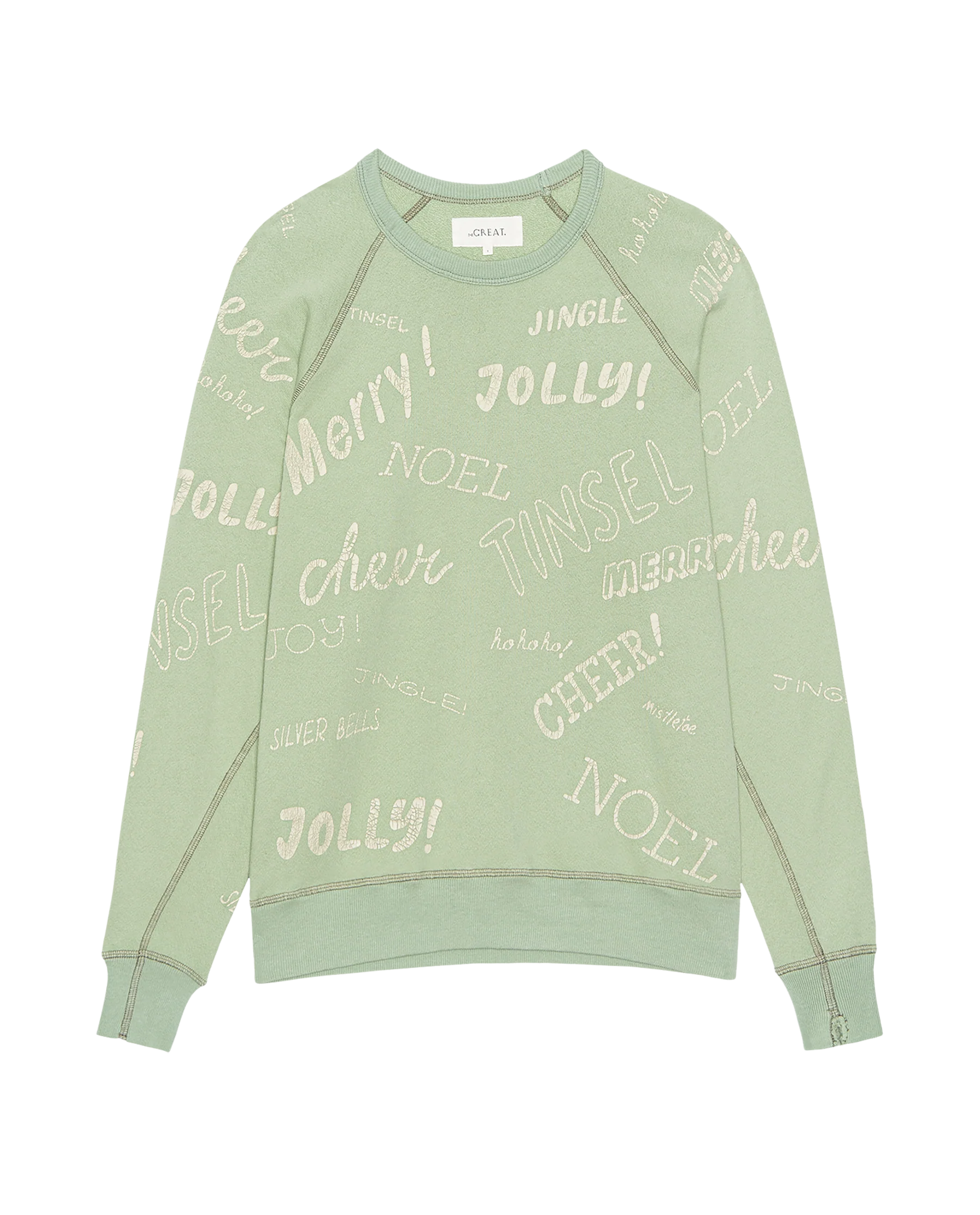 The Men's College Sweatshirt. Graphic -- Vintage Mint with Holiday Greetings Graphic - Image 4