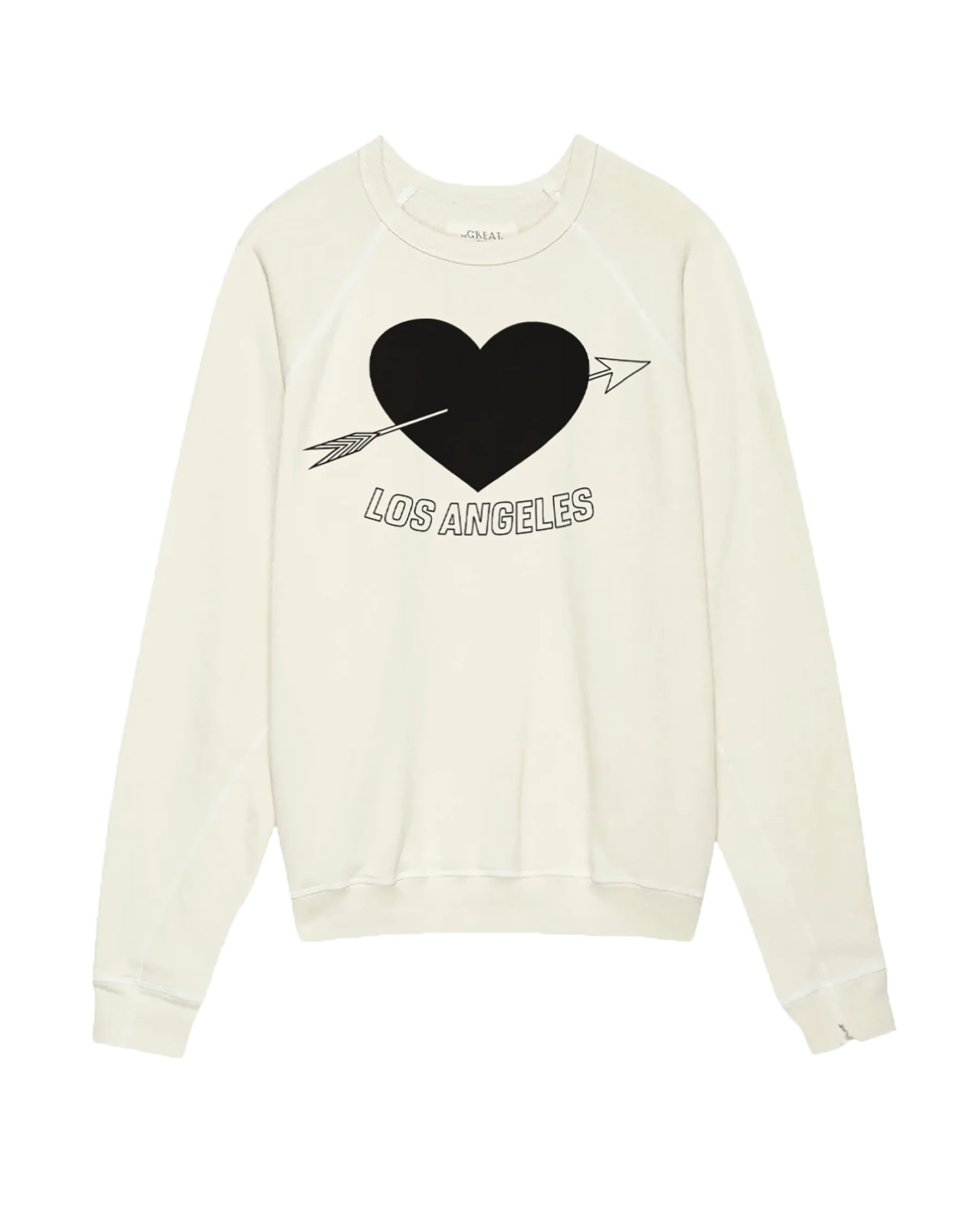 The Men's College Sweatshirt. Graphic -- Washed White with Los Angeles Heart Graphic - Image 3