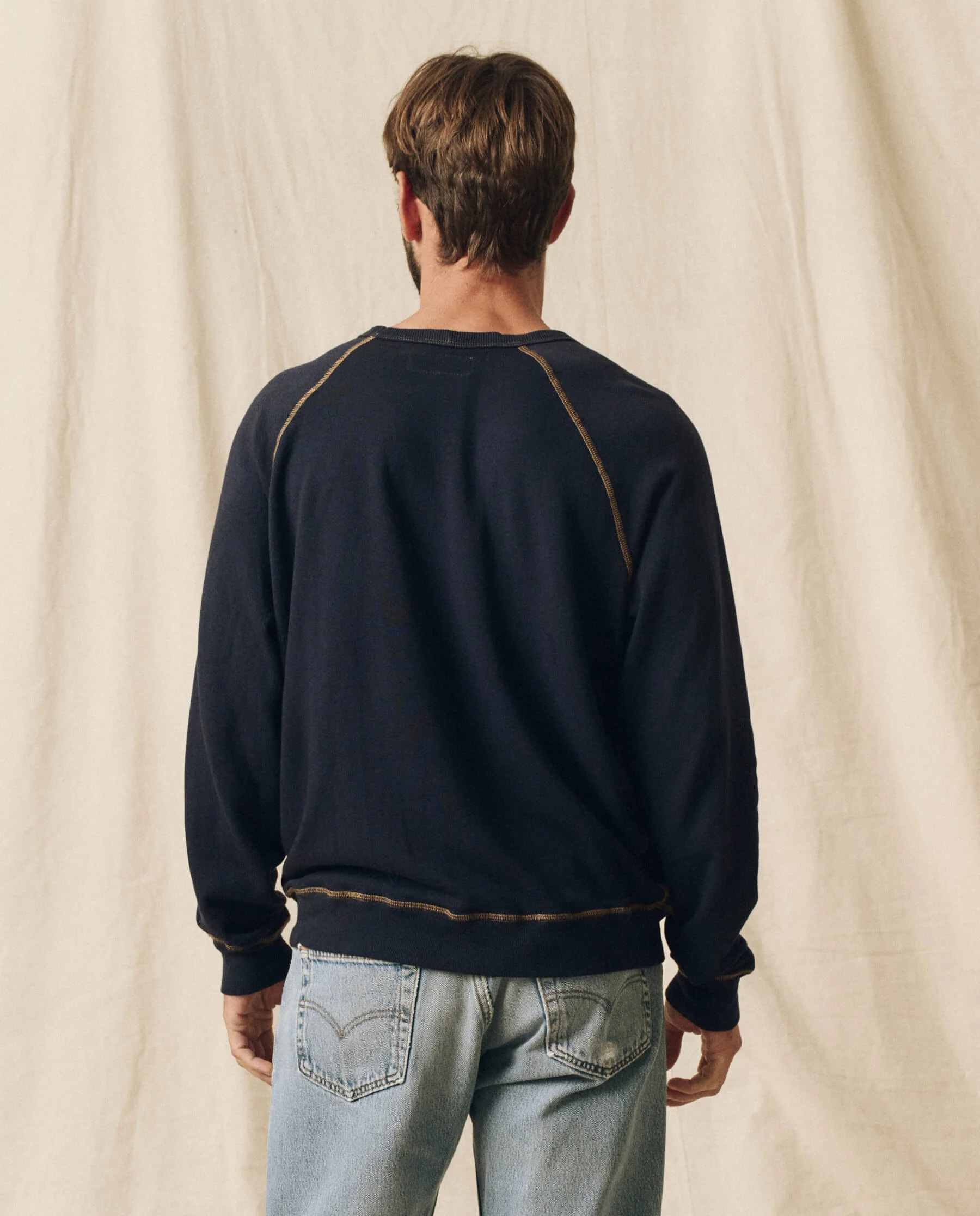 The Men's College Sweatshirt. Graphic -- Stargazer Blue with Mountain Resort Graphic - Image 3