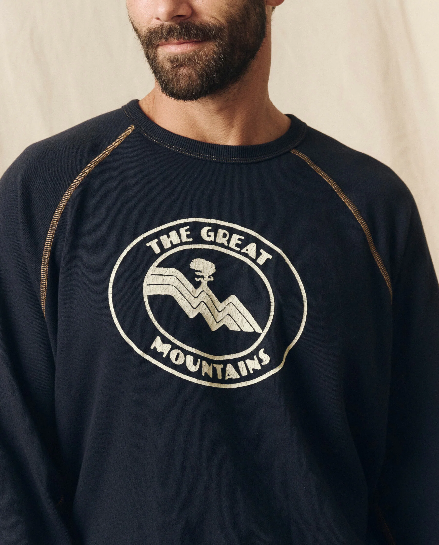 The Men's College Sweatshirt. Graphic -- Stargazer Blue with Mountain Resort Graphic - Image 4