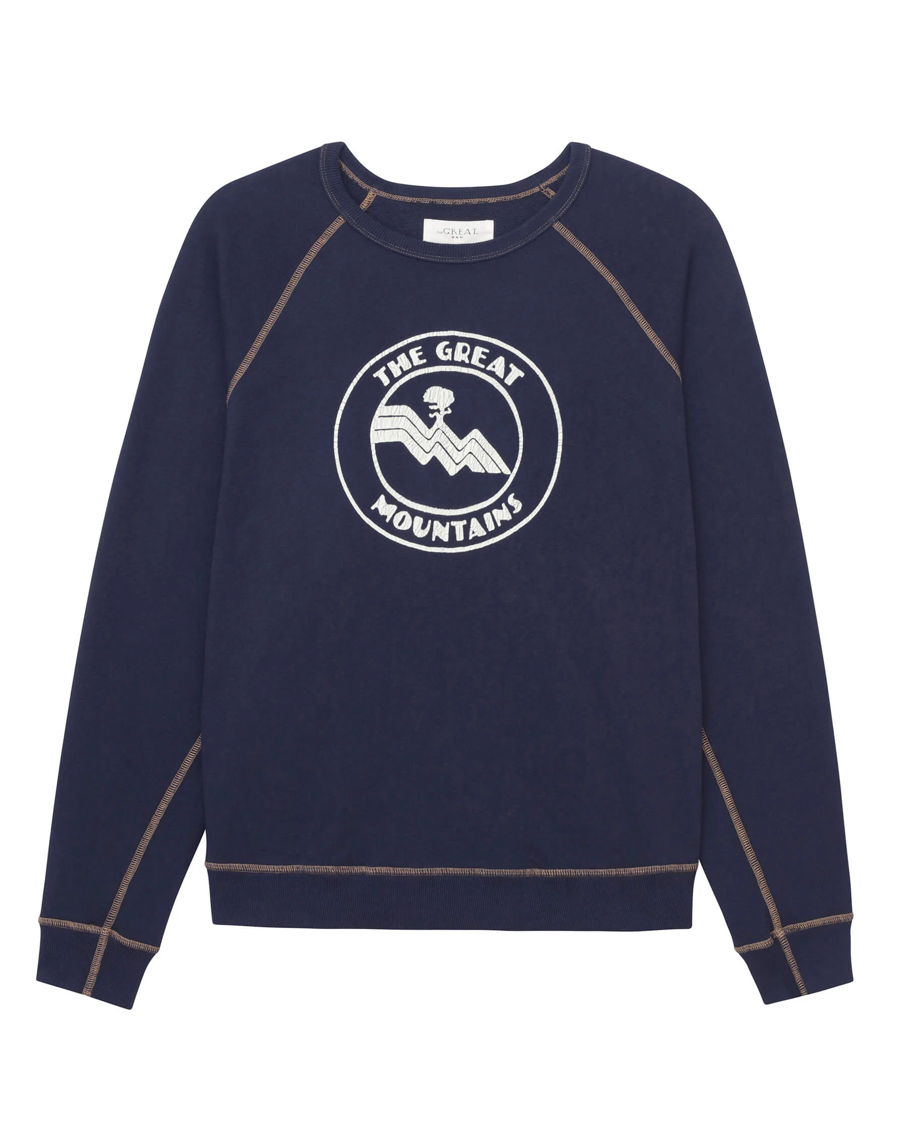 The Men's College Sweatshirt. Graphic -- Stargazer Blue with Mountain Resort Graphic - Image 7