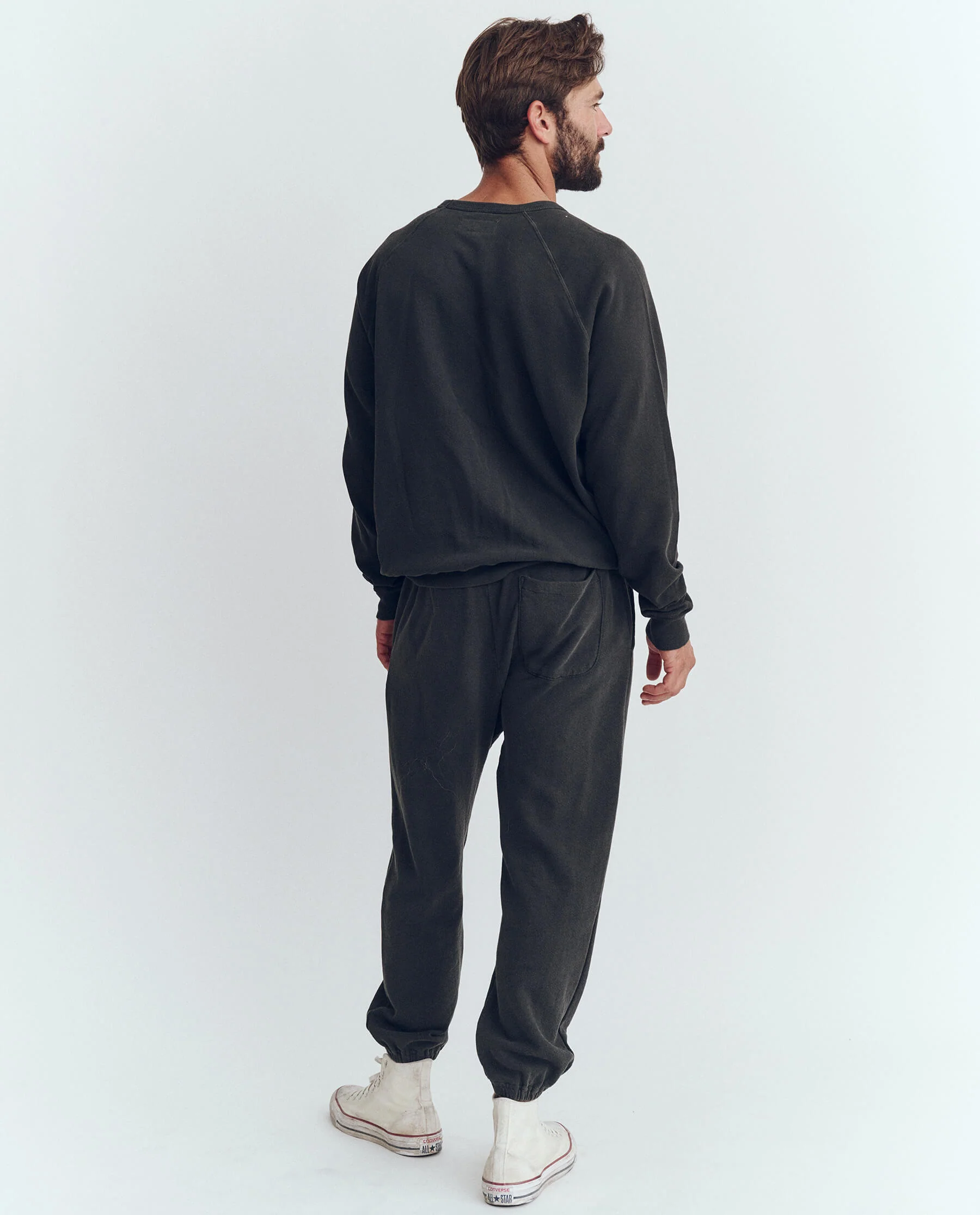 The Men's College Sweatshirt. Graphic -- Washed Black with Polar Bear Graphic - Image 4