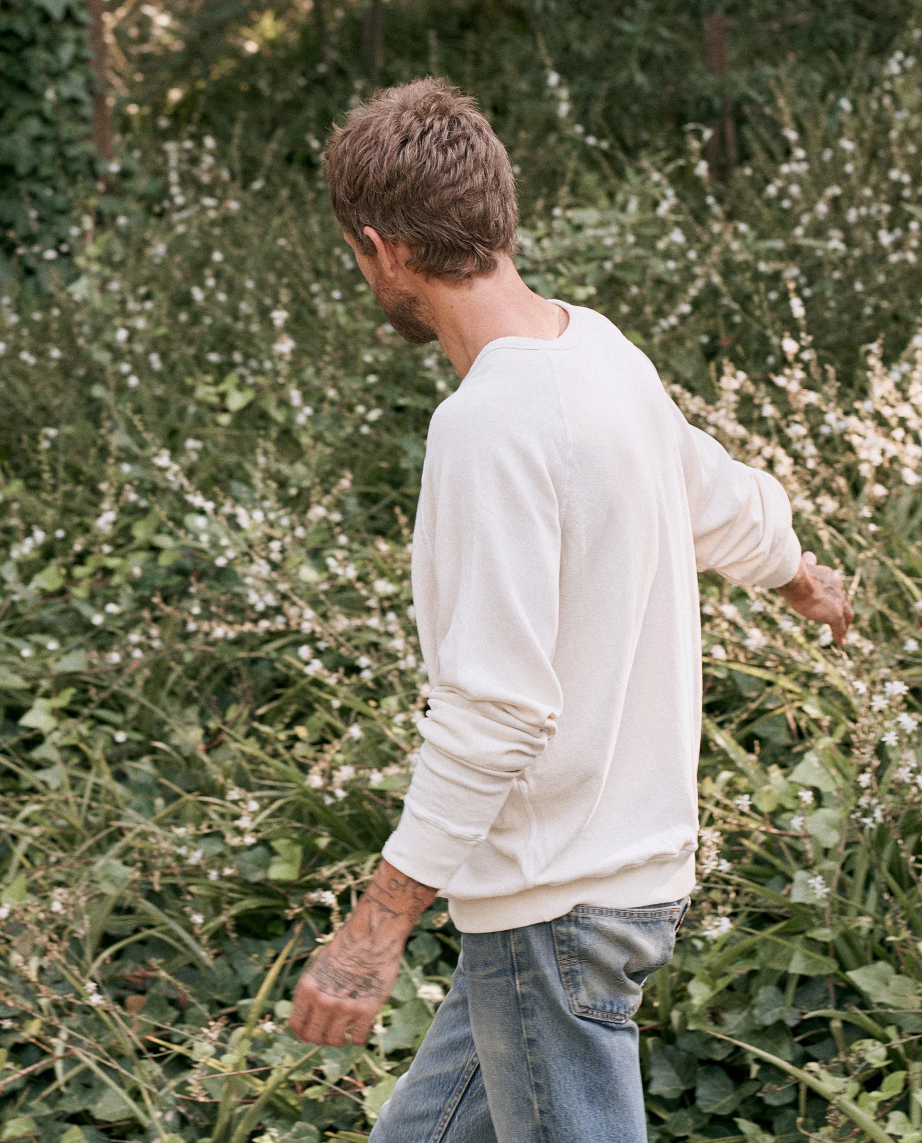 The Men's College Sweatshirt. -- WASHED WHITE - Image 5