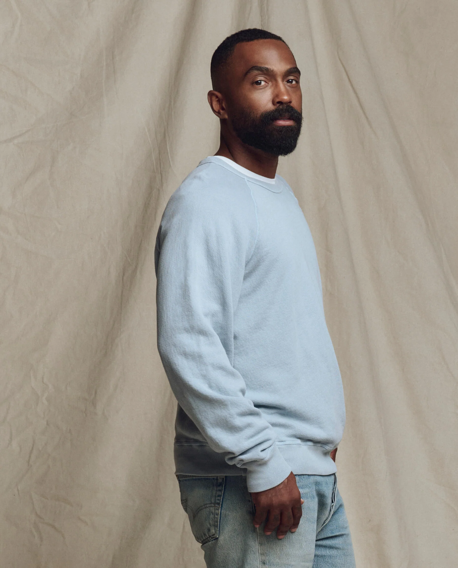 The Men's College Sweatshirt. Solid -- Whisper Blue - Image 3