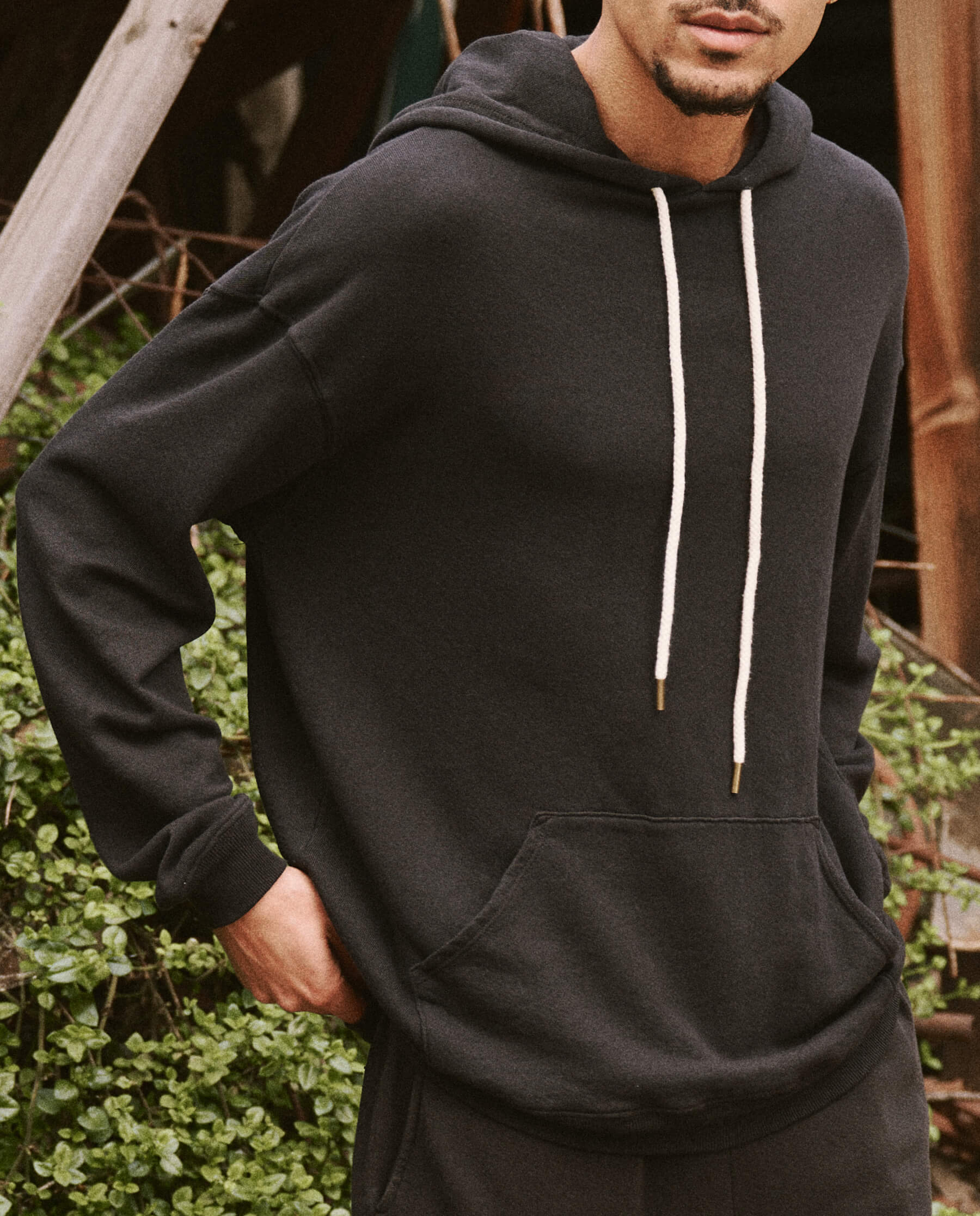 The Men's Gym Drawstring Hoodie. -- Almost Black - Image 2