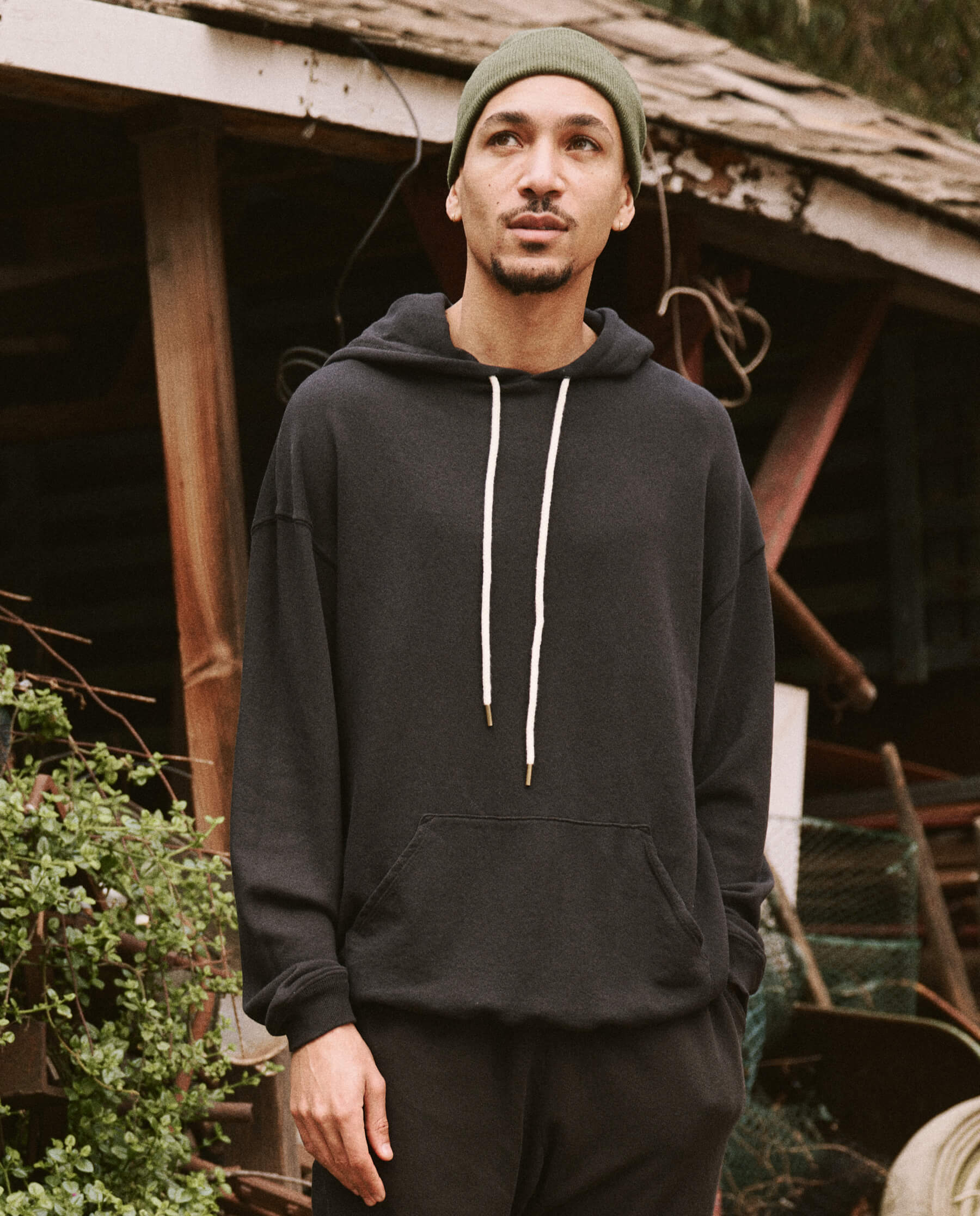 The Men's Gym Drawstring Hoodie. -- Almost Black - Image 3