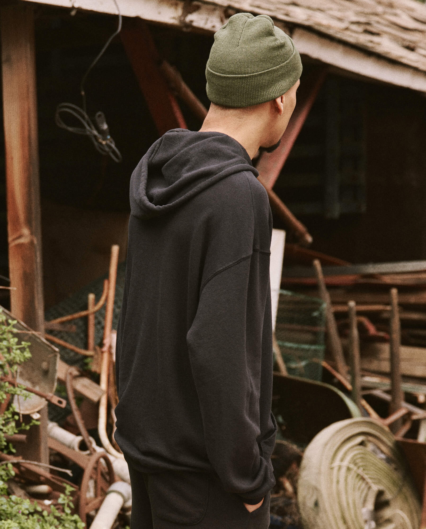The Men's Gym Drawstring Hoodie. -- Almost Black - Image 4