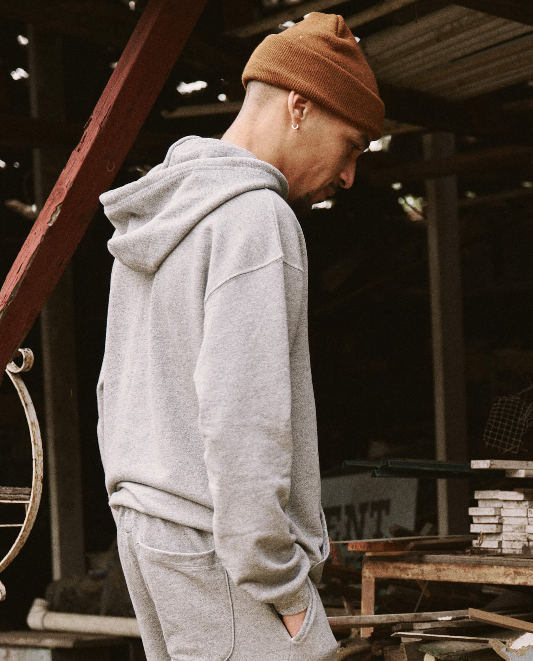 The Men's Gym Drawstring Hoodie. -- Varsity Grey - Image 3