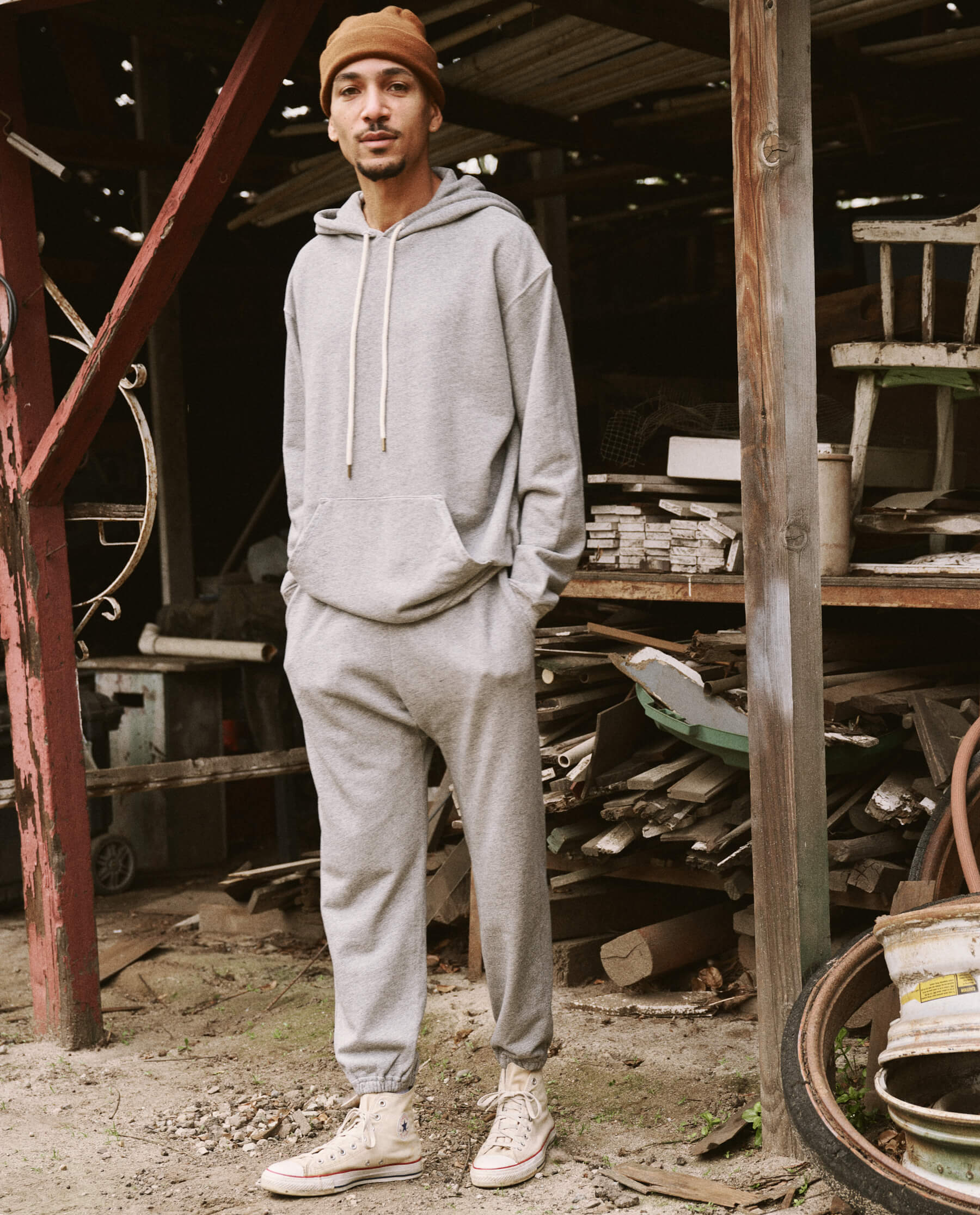 The Men's Gym Drawstring Hoodie. -- Varsity Grey - Image 4