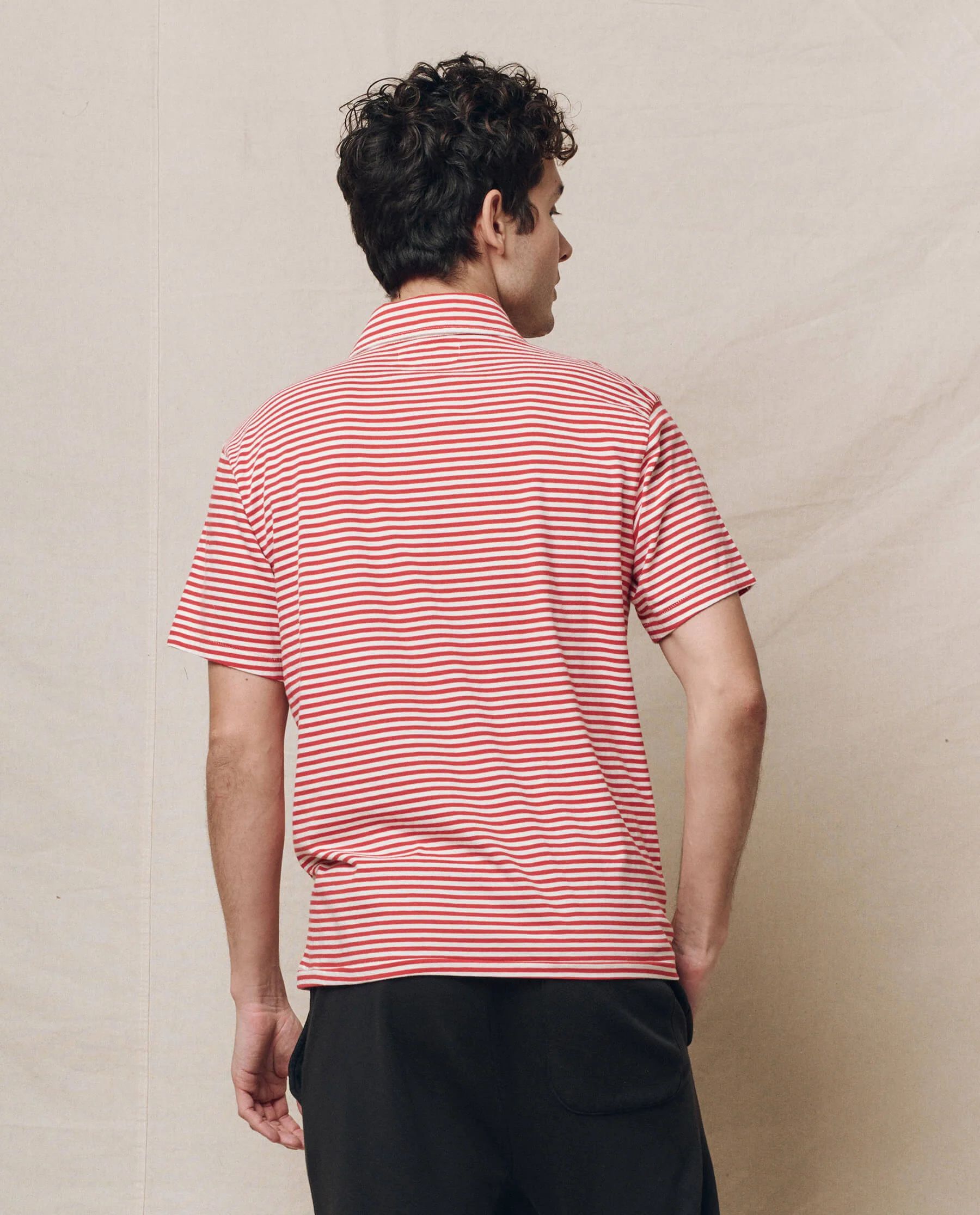 The Men's Lacrosse Polo. -- Sun Cherry Stripe - Image 2