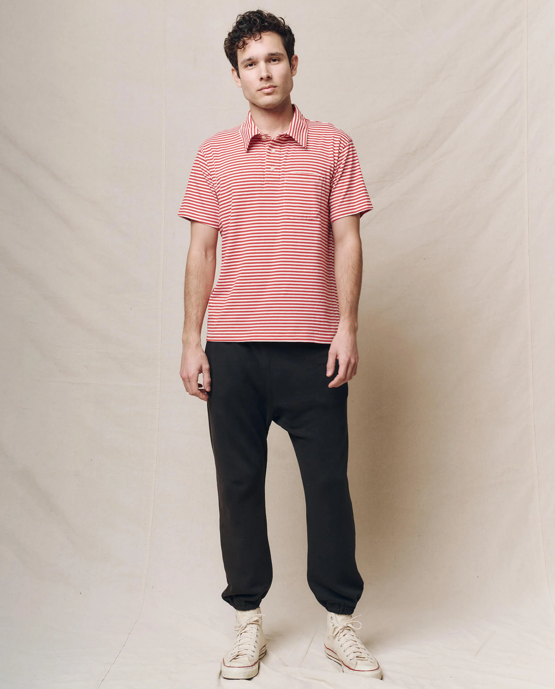 The Men's Lacrosse Polo. -- Sun Cherry Stripe - Image 4