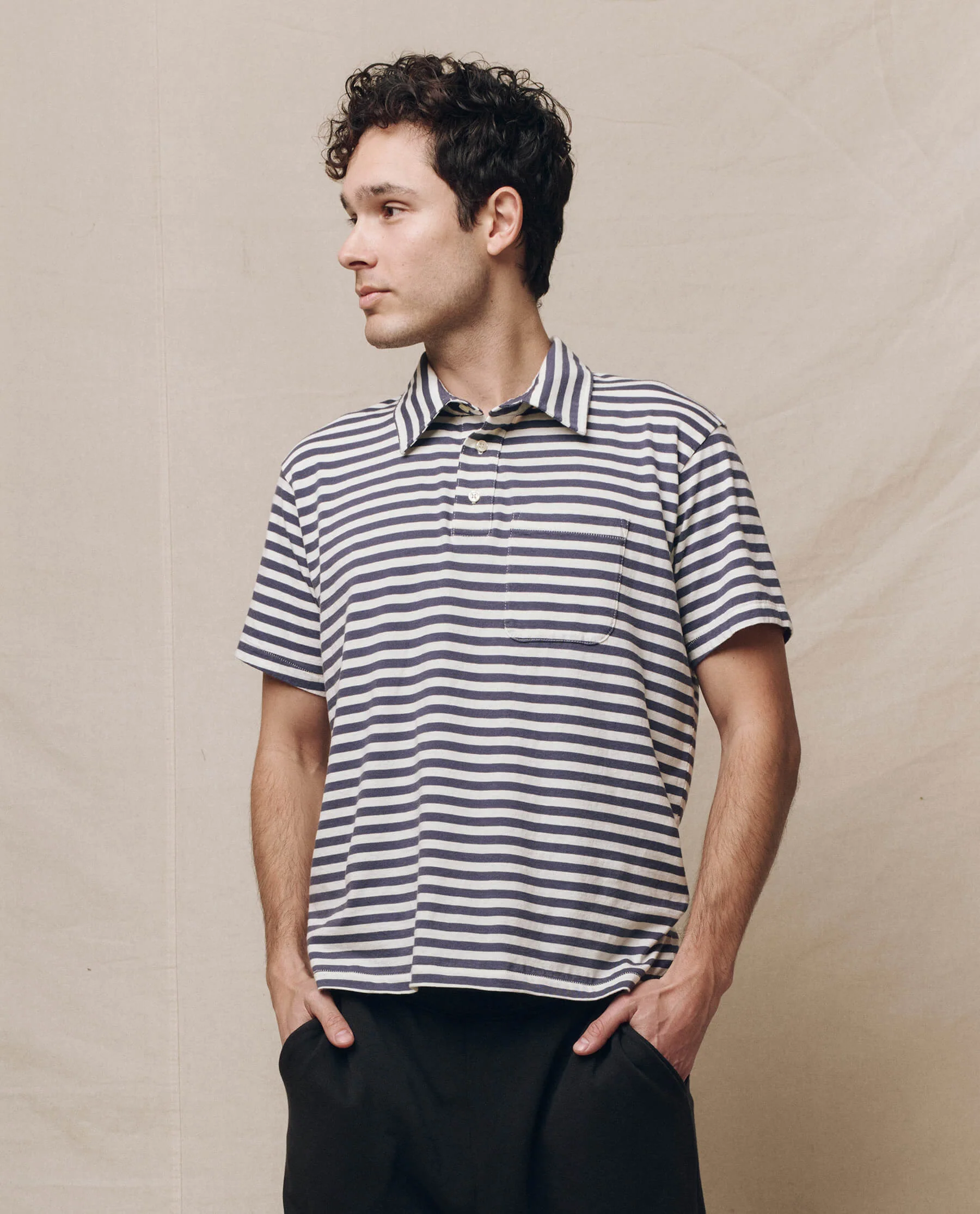 The Men's Lacrosse Polo. -- Vintage Blue Stripe - Image 3