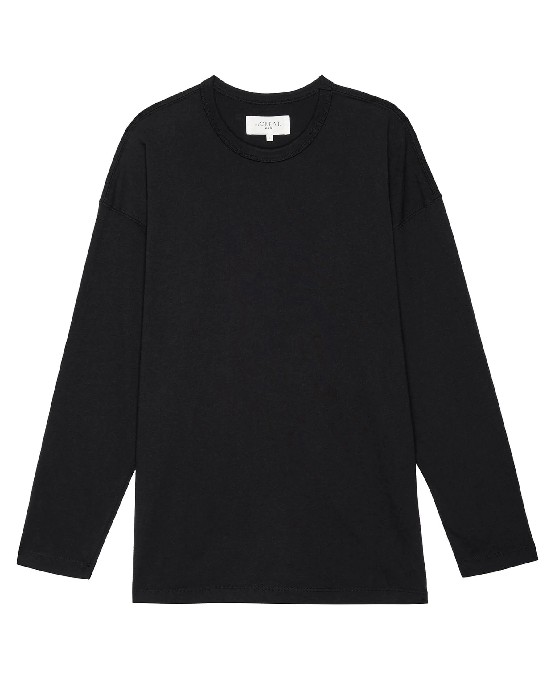 The Men's Pure Knits Long Sleeve Boxy Crew. Solid -- Almost Black - Image 5