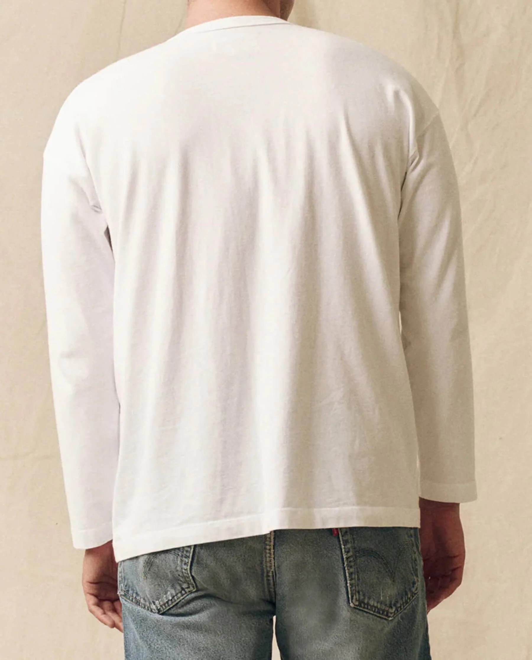 The Men's Pure Knits Long Sleeve Boxy Crew. Solid -- True White - Image 5