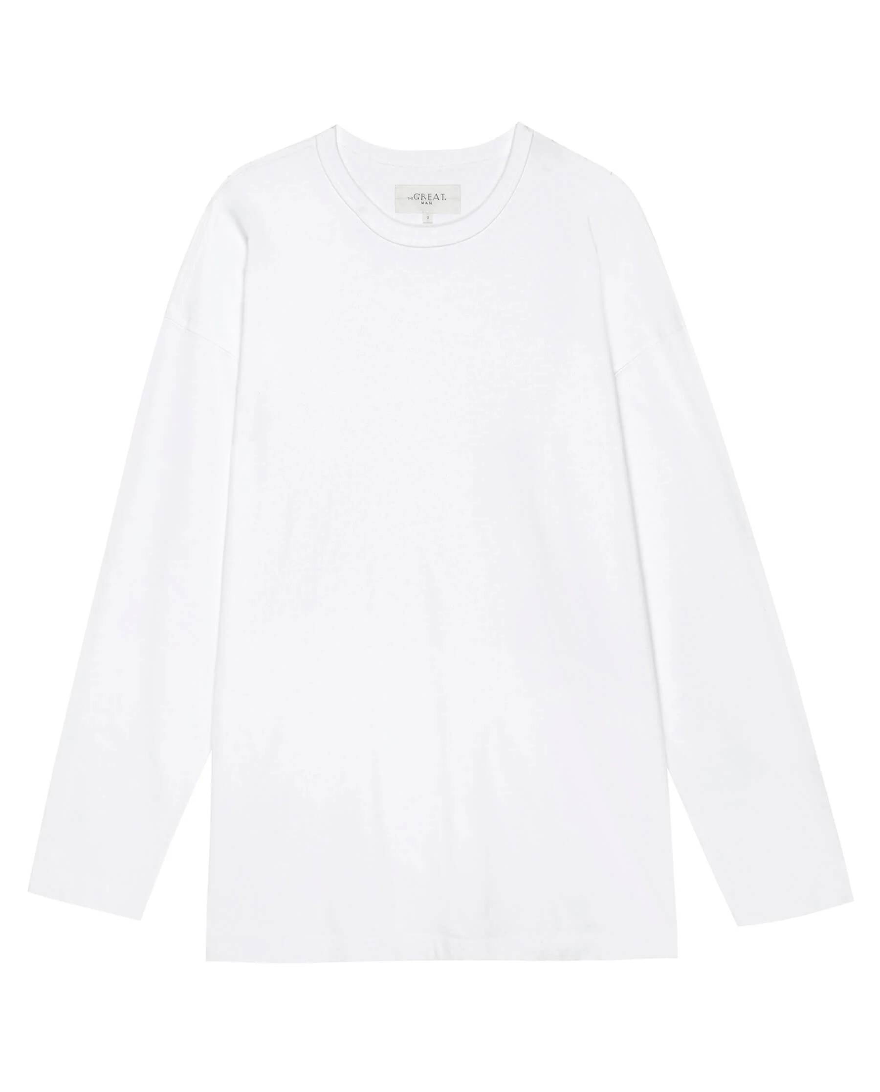 The Men's Pure Knits Long Sleeve Boxy Crew. Solid -- True White - Image 6
