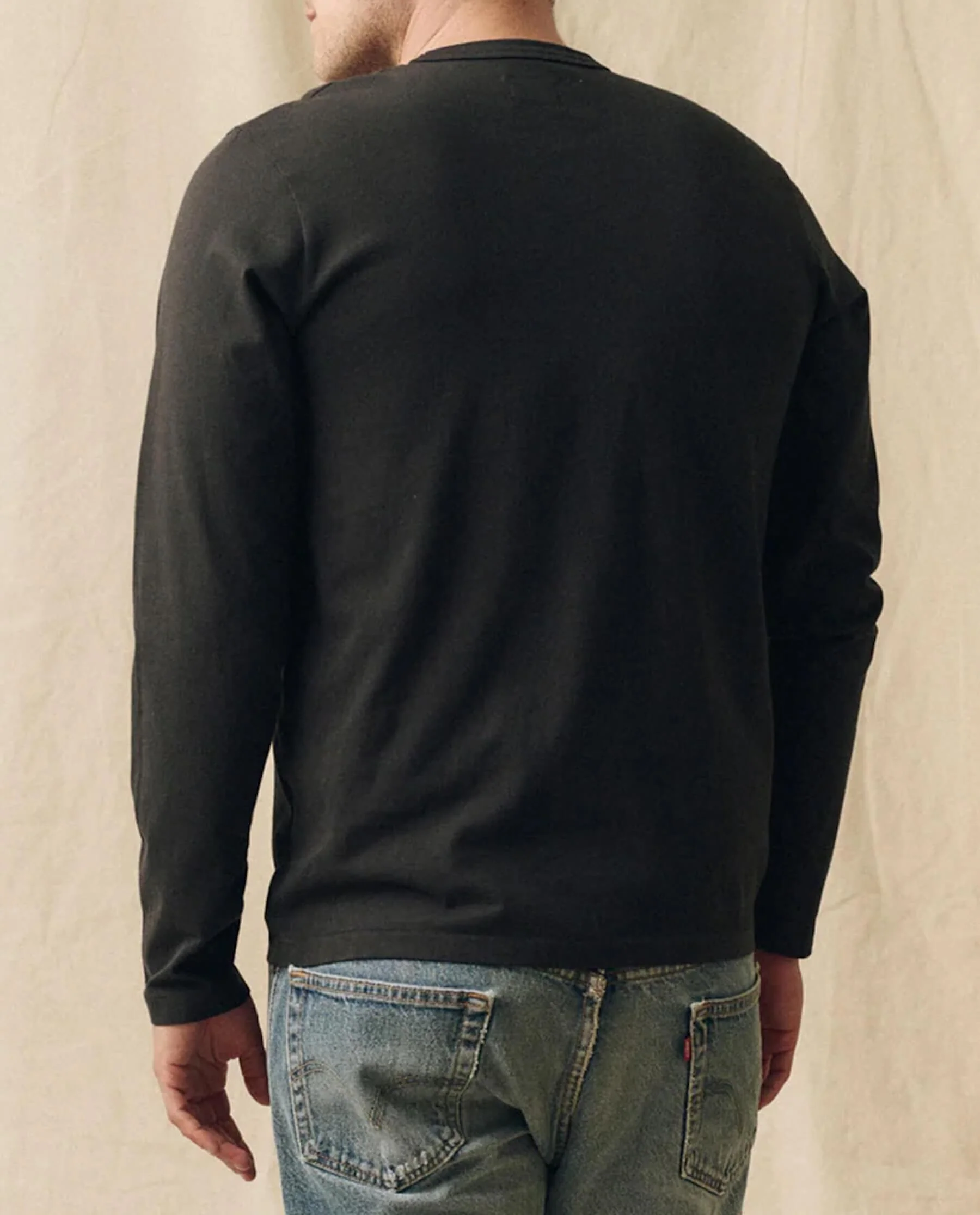 The Men's Pure Knits Long Sleeve Slim Crew. Solid -- Almost Black - Image 5