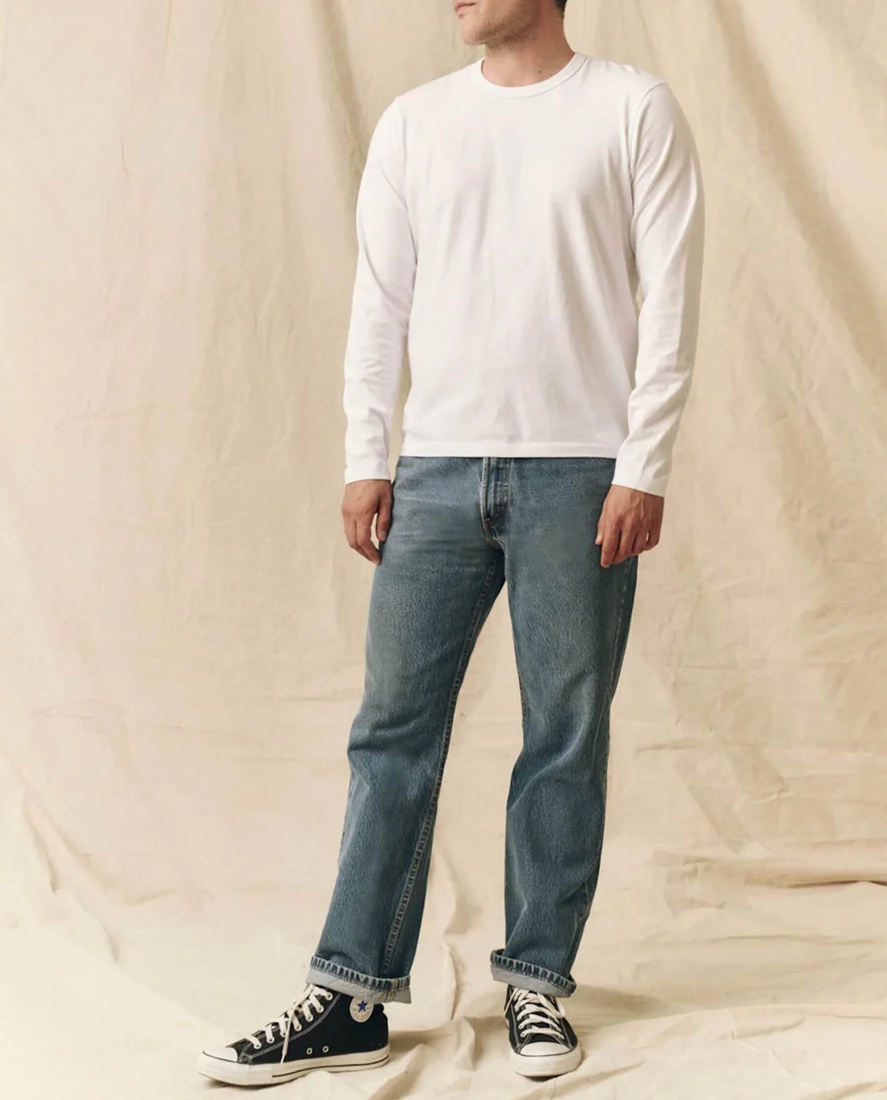 The Men's Pure Knits Long Sleeve Slim Crew. -- True White - Image 3