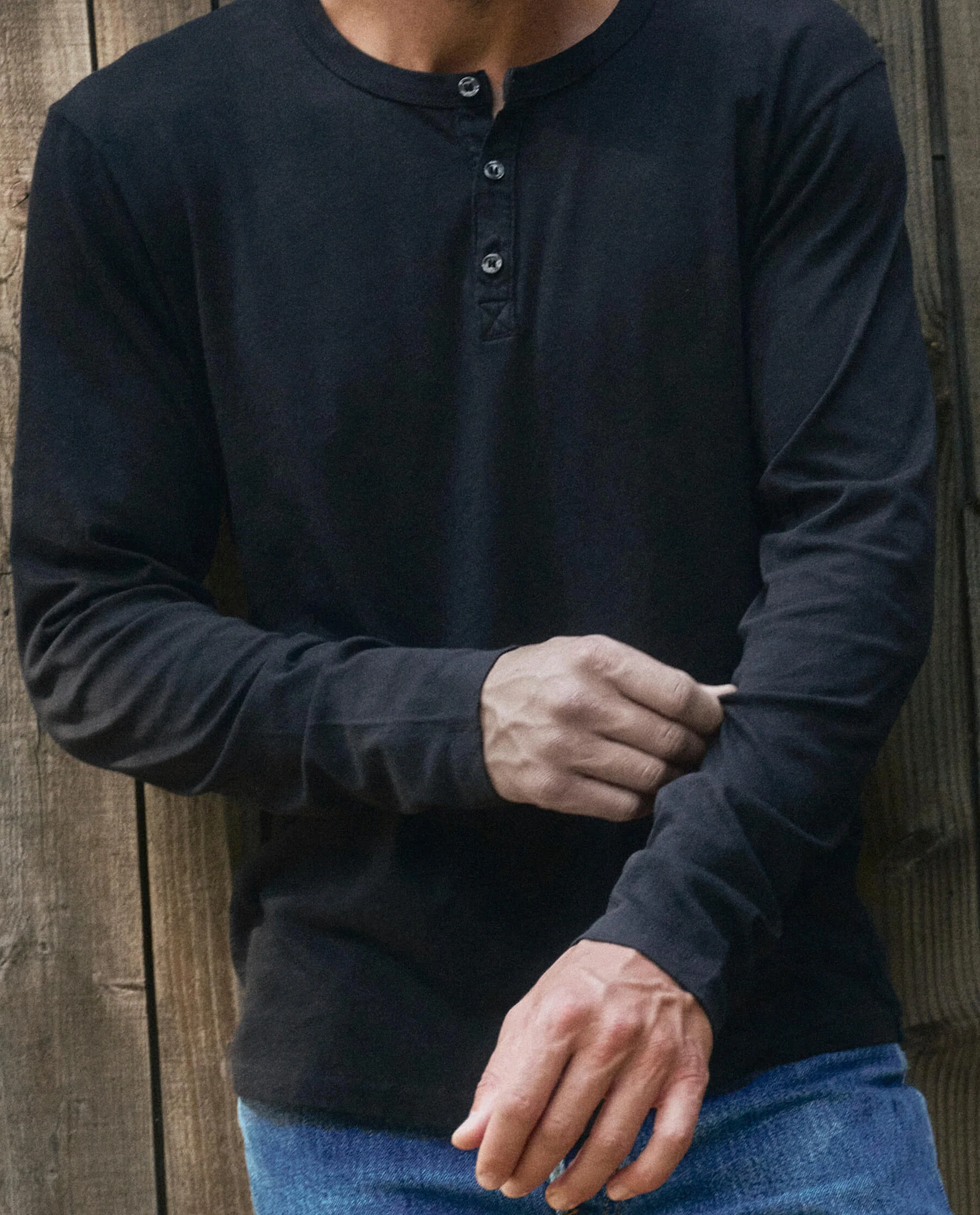 The Men's Slim Henley. -- Almost Black - Image 4