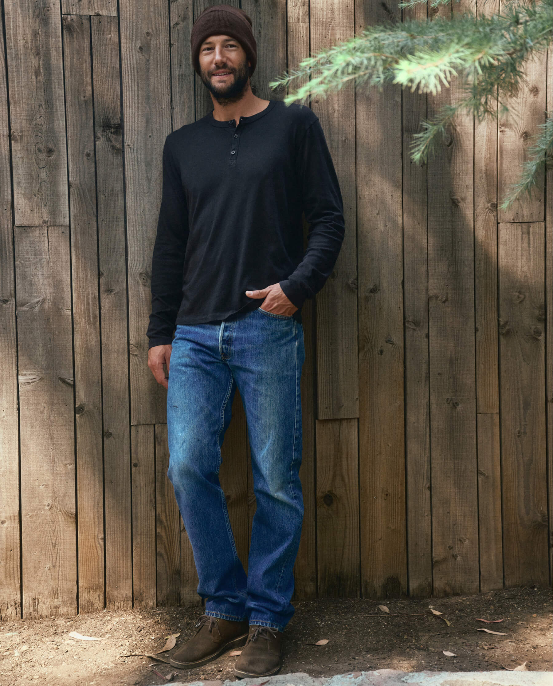 The Men's Slim Henley. -- Almost Black - Image 5