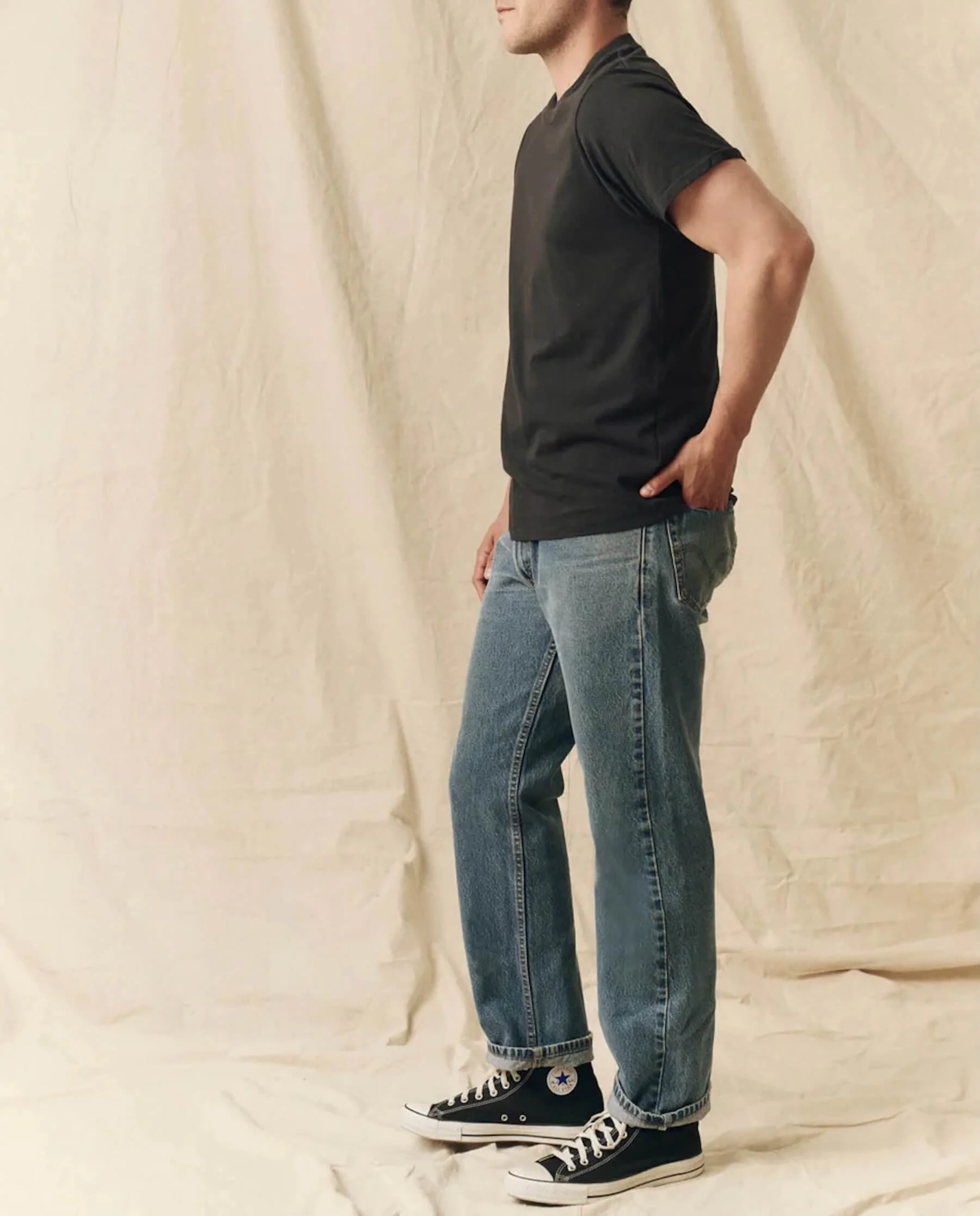 The Men's Pure Knits Slim Tee. Solid -- Almost Black - Image 3
