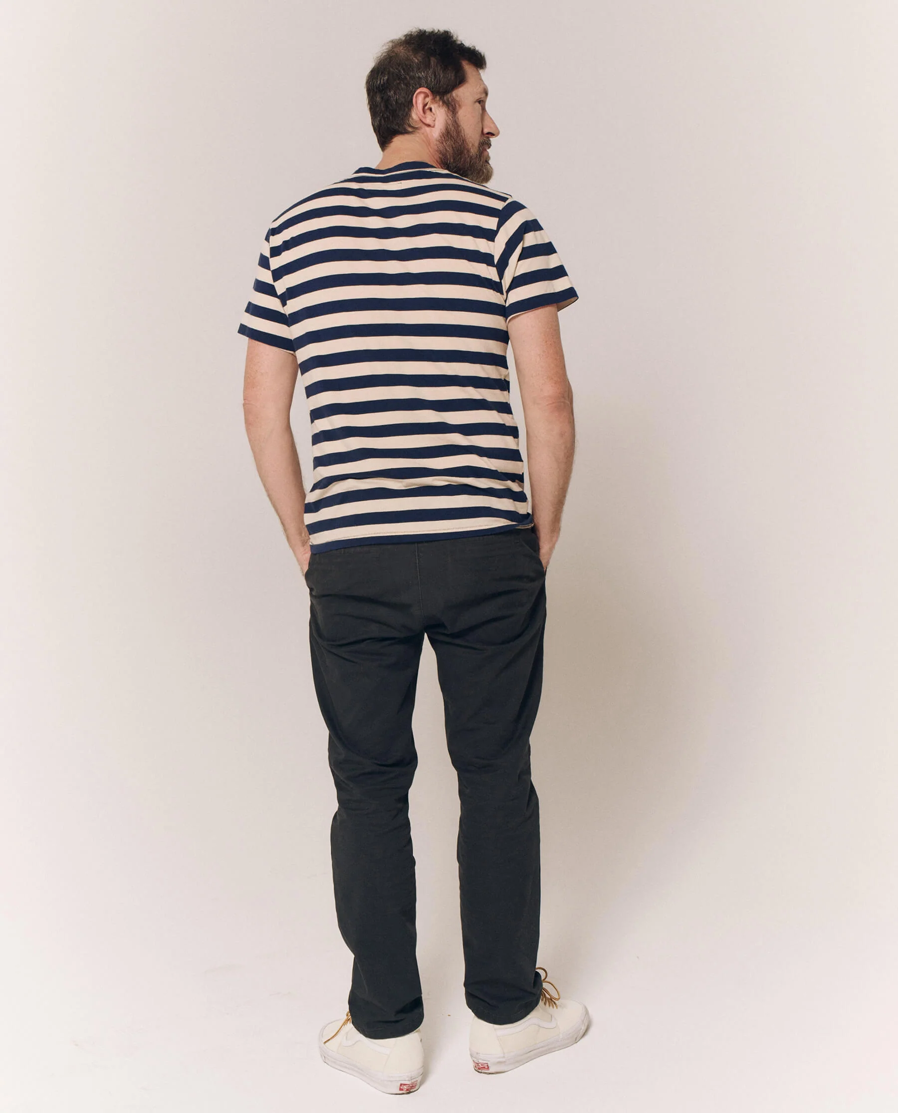 The Men's Slim Tee. -- Navy and Cream Scholar Stripe - Image 4