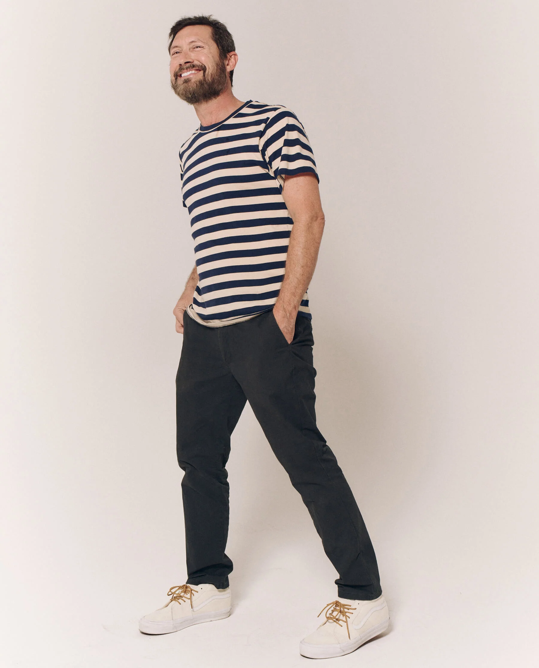 The Men's Slim Tee. -- Navy and Cream Scholar Stripe - Image 5