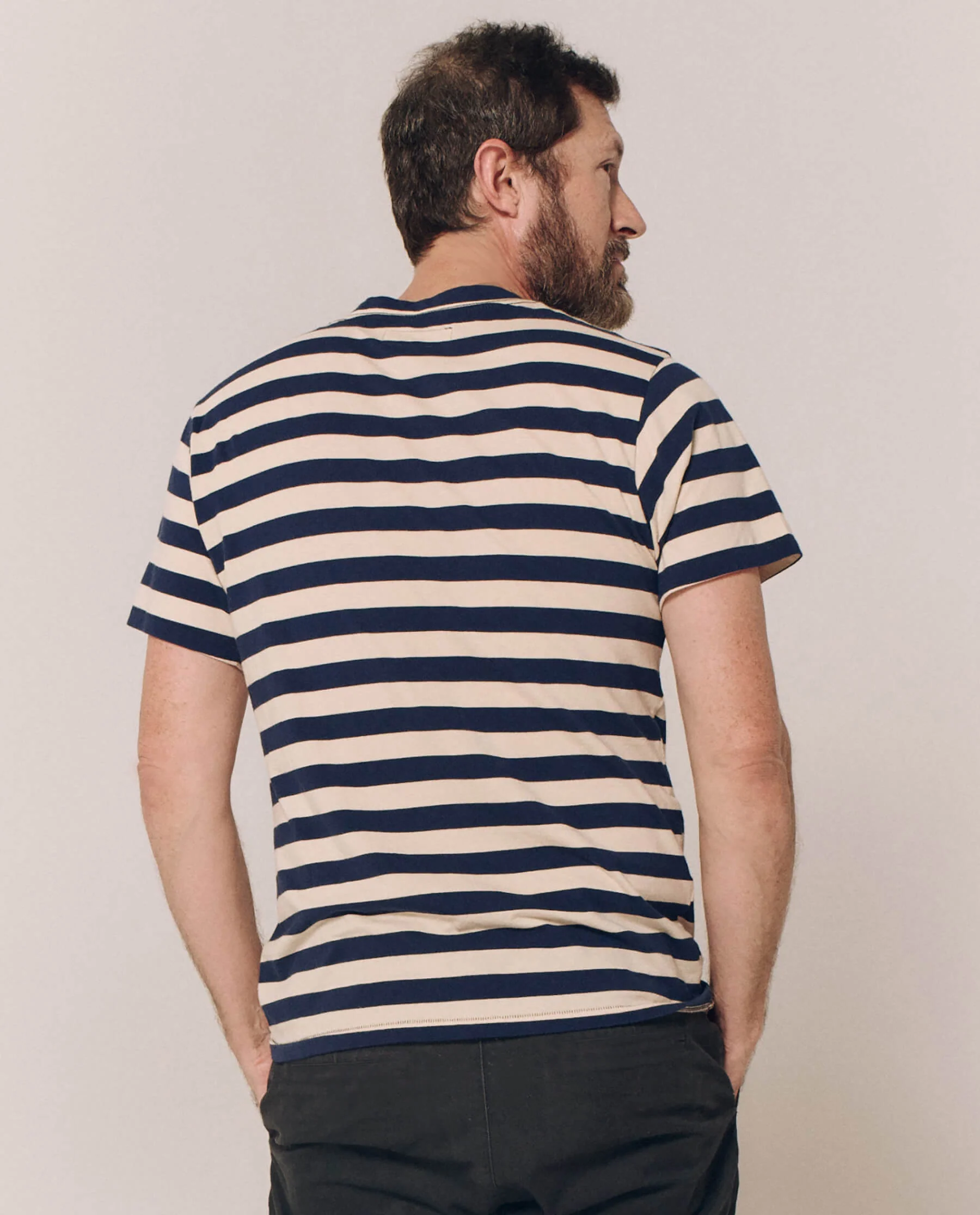 The Men's Slim Tee. -- Navy and Cream Scholar Stripe - Image 6