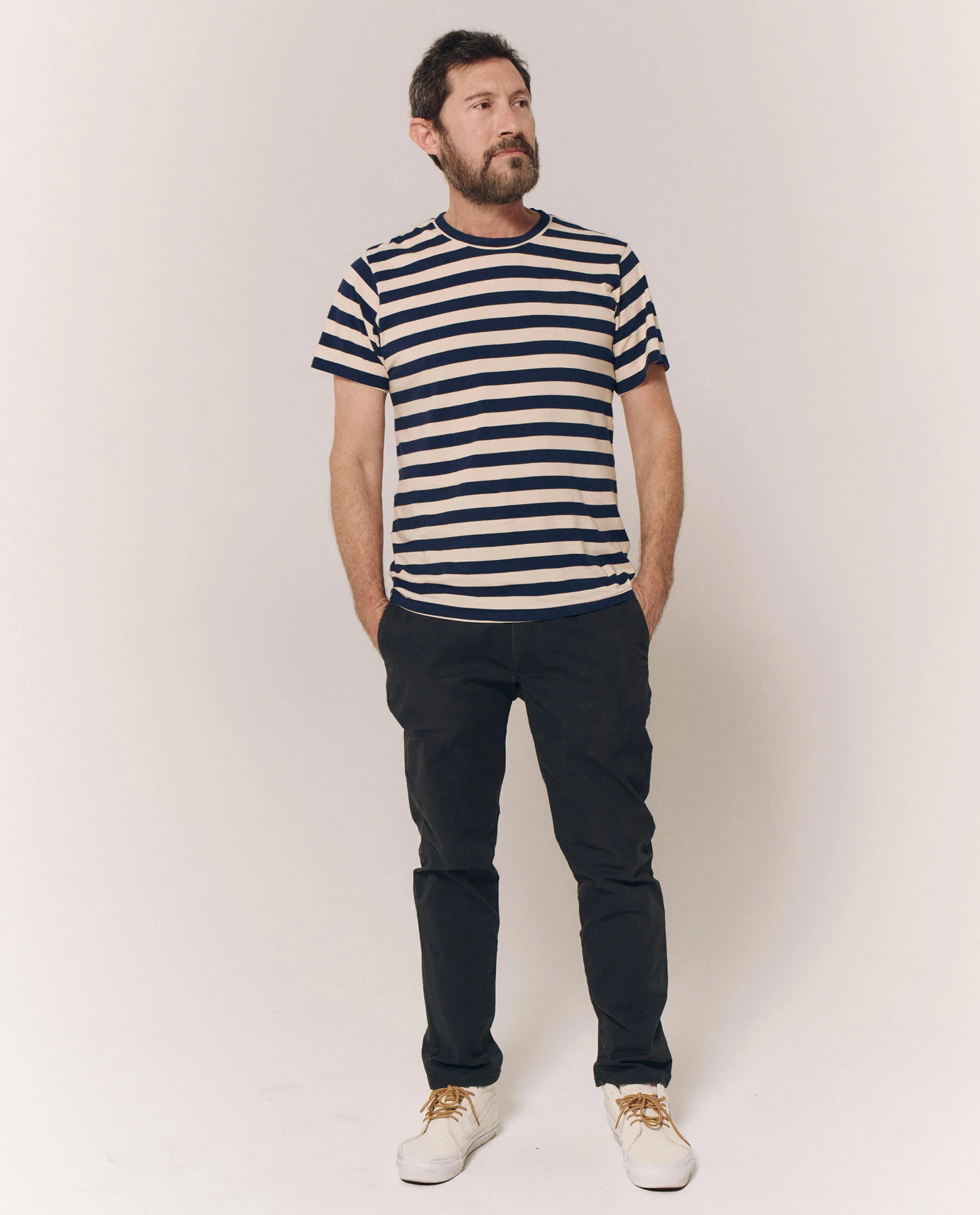 The Men's Slim Tee. -- Navy and Cream Scholar Stripe - Image 7