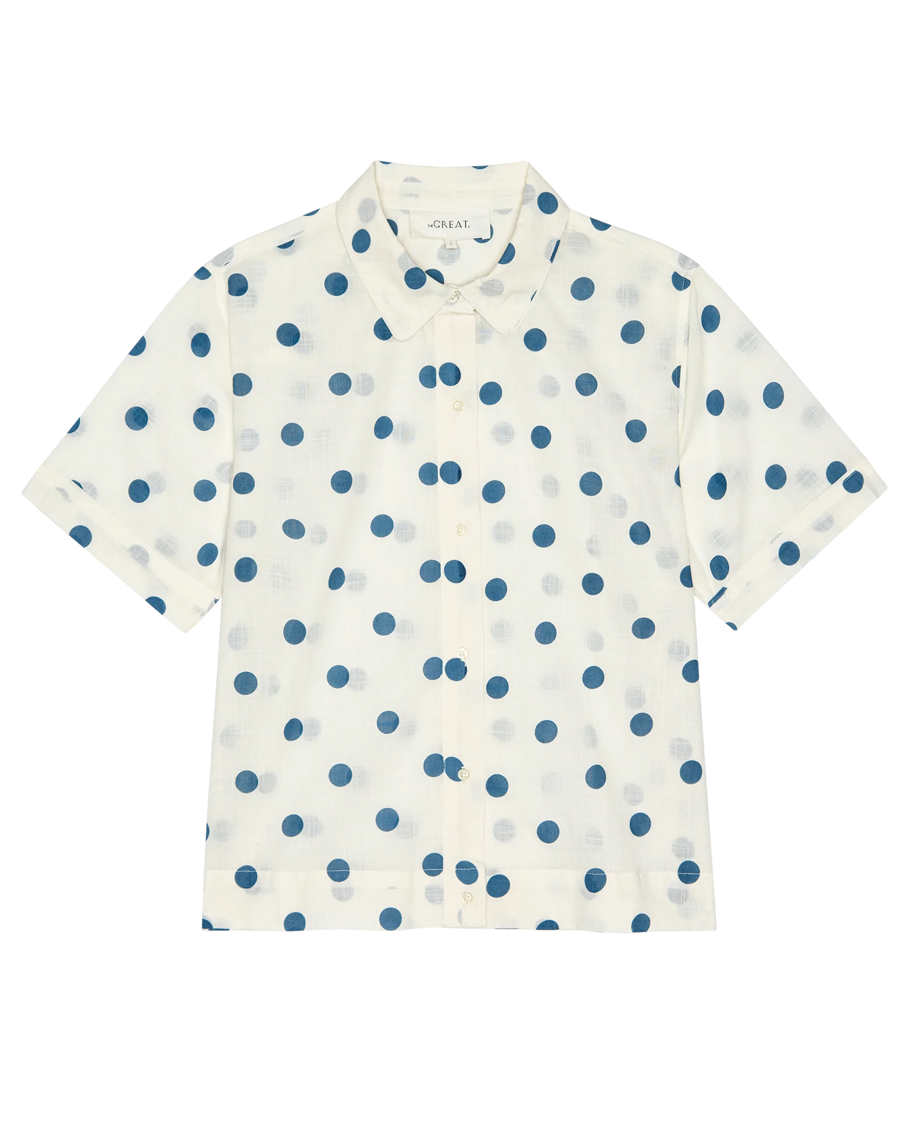 The Messenger Top. -- Cream with Blue Polka Dots - Image 5