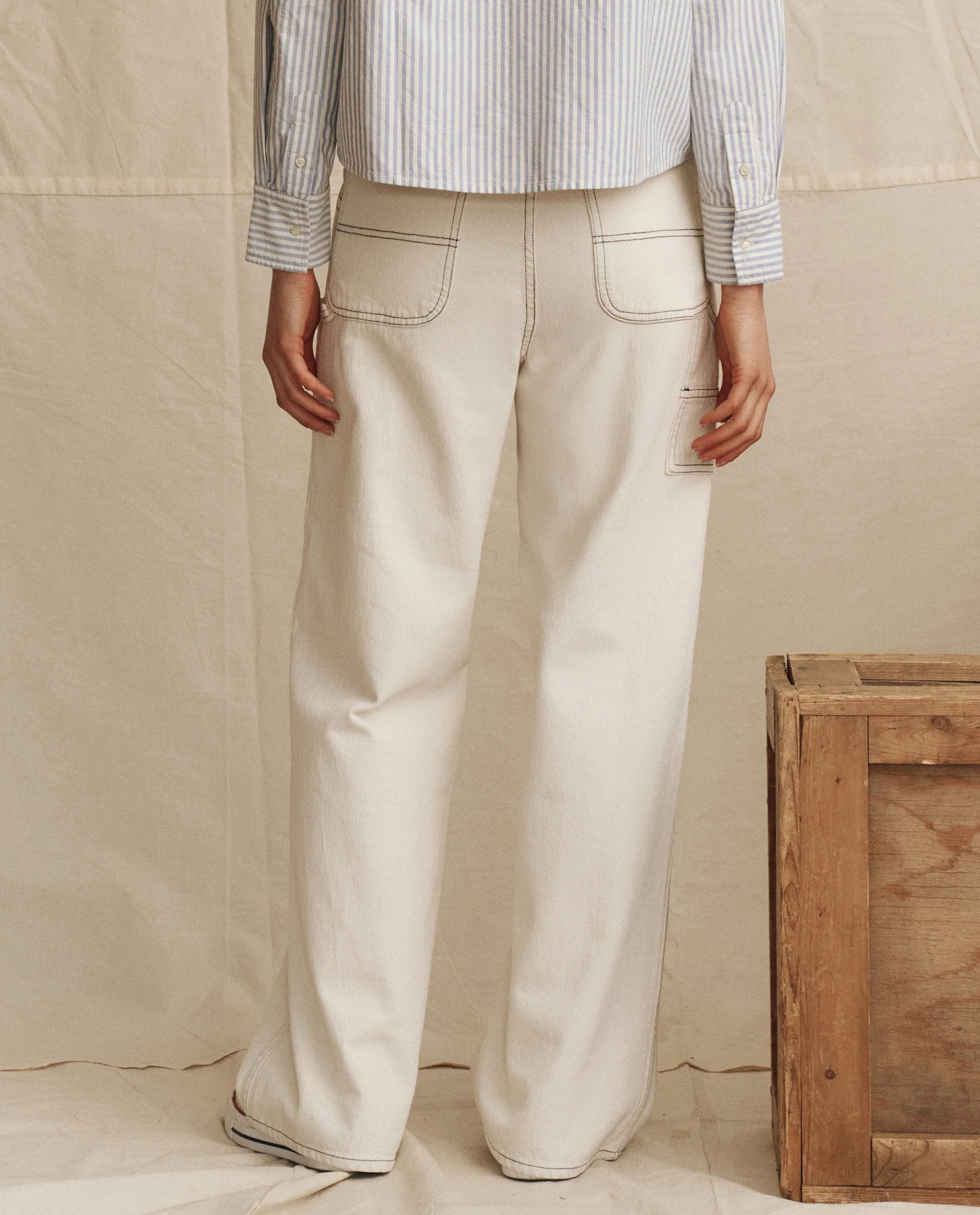 The Mill Jean. -- Natural with Navy Stitching - Image 3