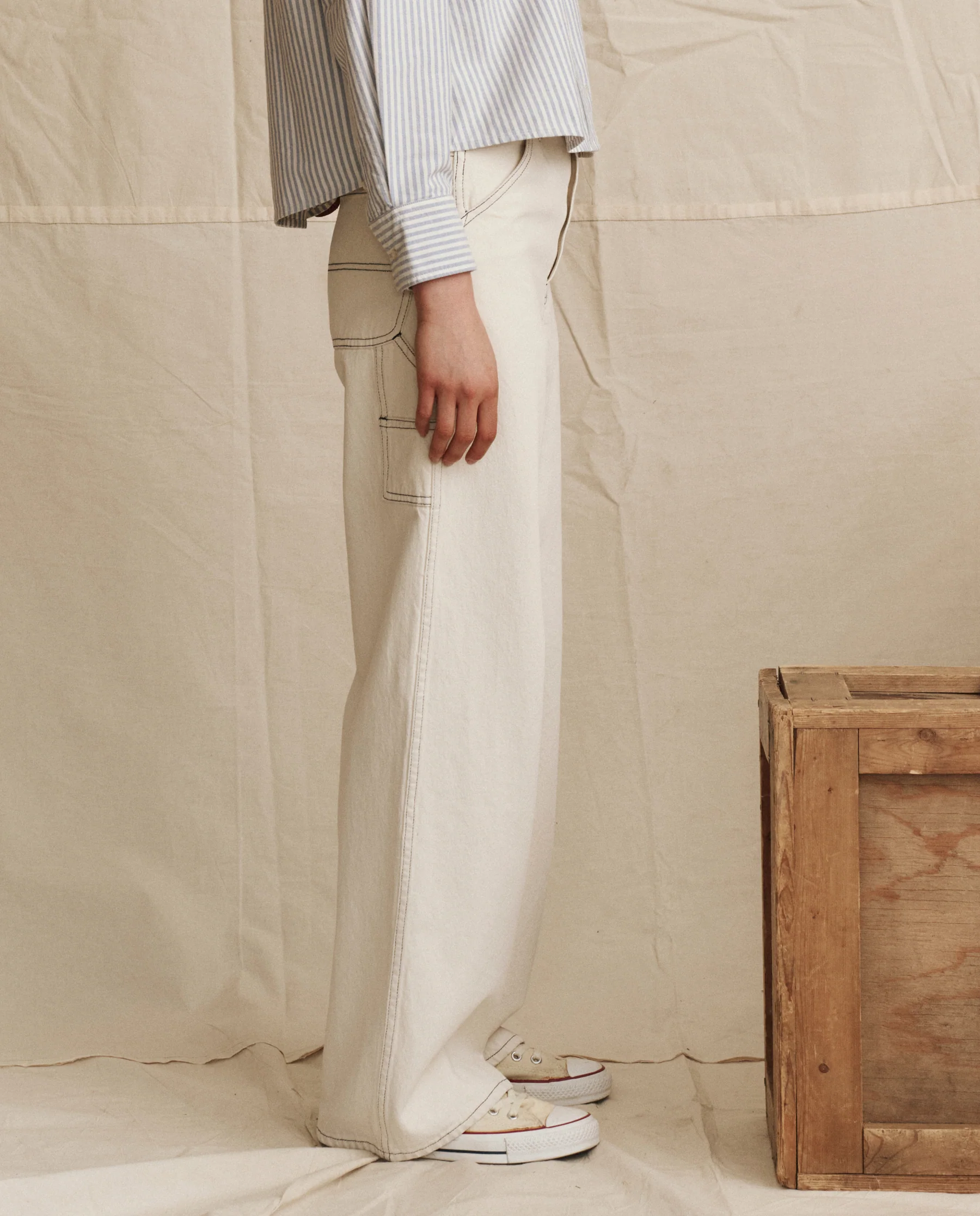 The Mill Jean. -- Natural with Navy Stitching - Image 4