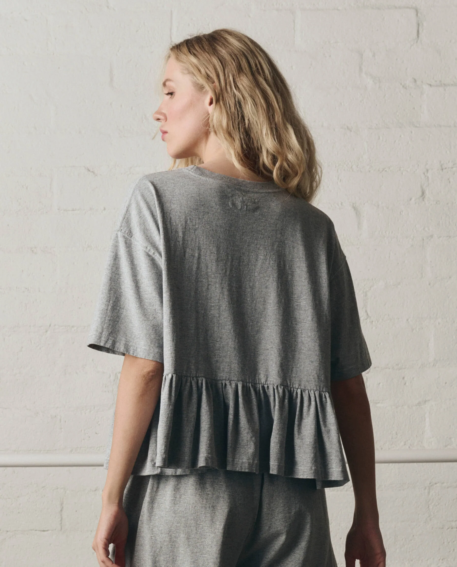 The Oversized Ruffle Peplum Tee. -- Heather Grey - Image 3