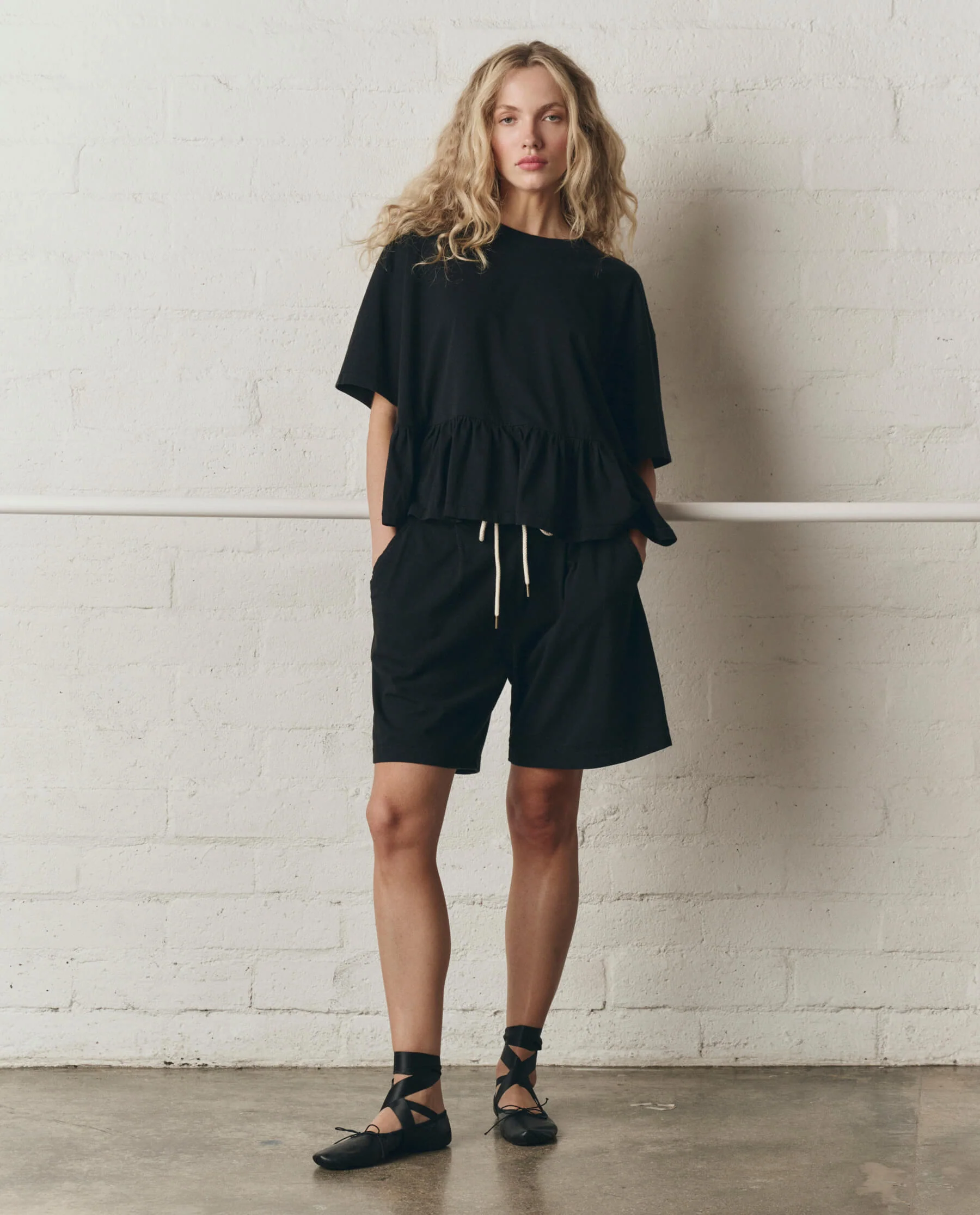 The Oversized Ruffle Peplum Tee. -- True Black - Image 5