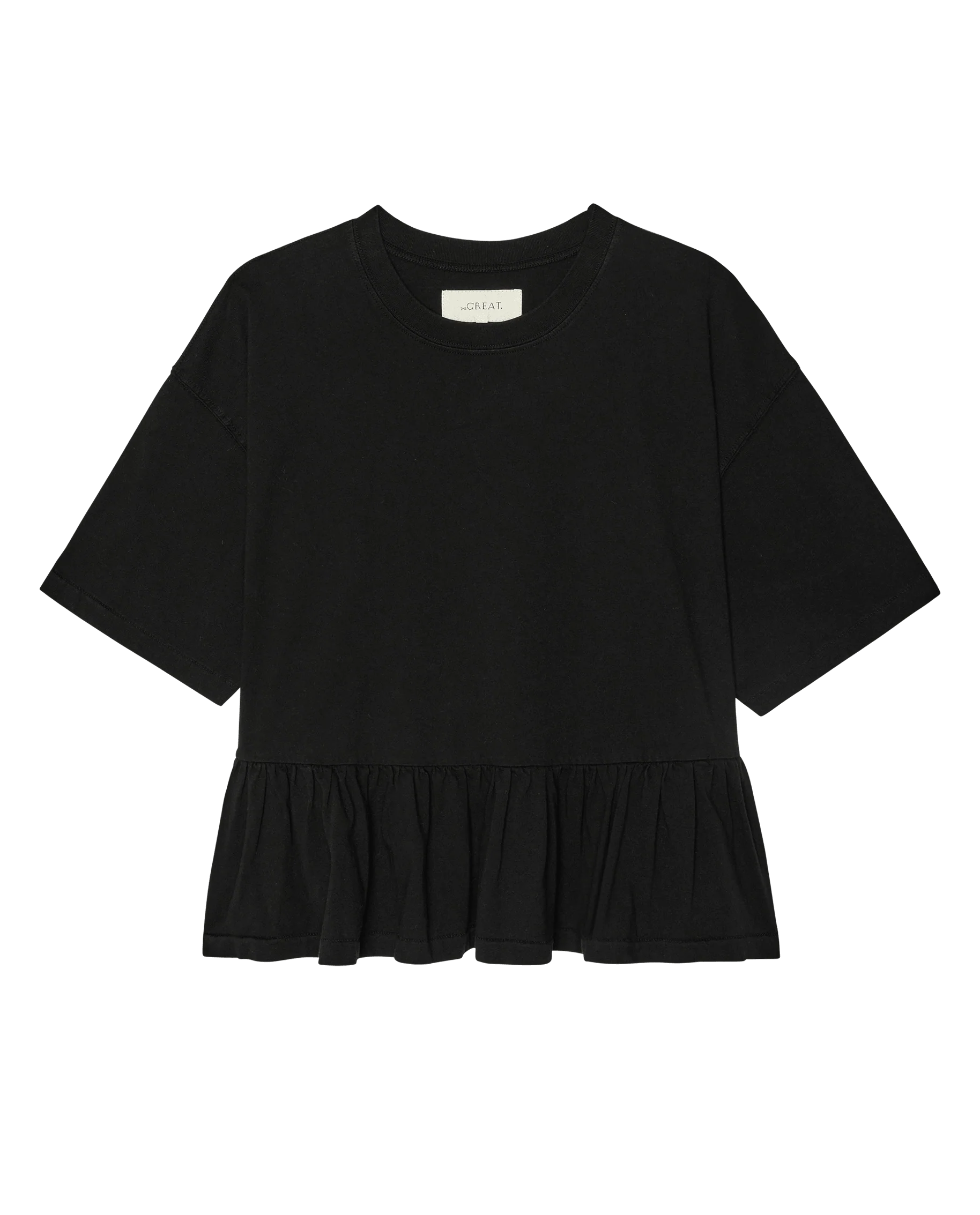 The Oversized Ruffle Peplum Tee. -- True Black - Image 6