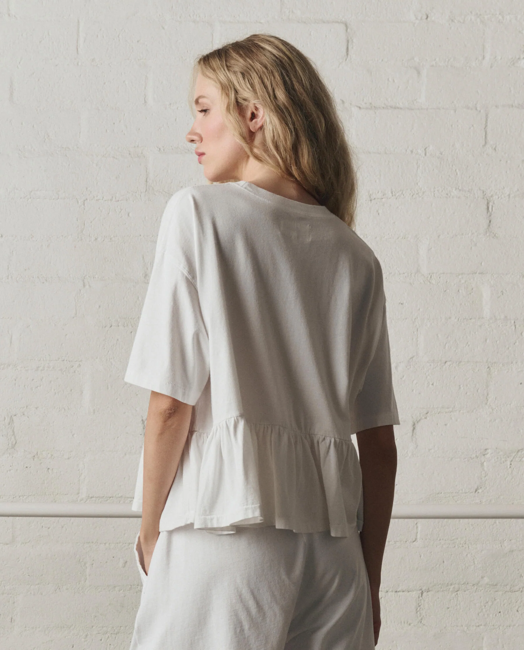 The Oversized Ruffle Peplum Tee. -- True White - Image 4