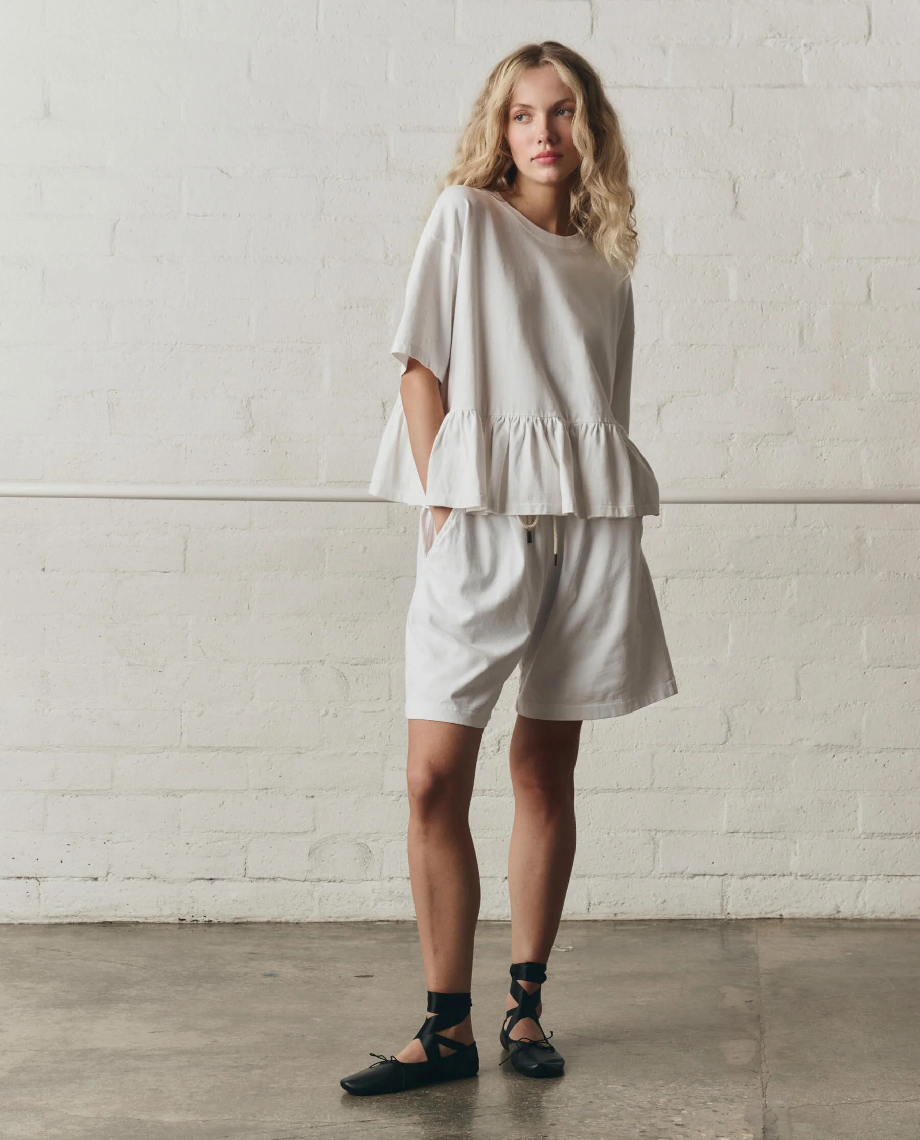 The Oversized Ruffle Peplum Tee. -- True White - Image 5