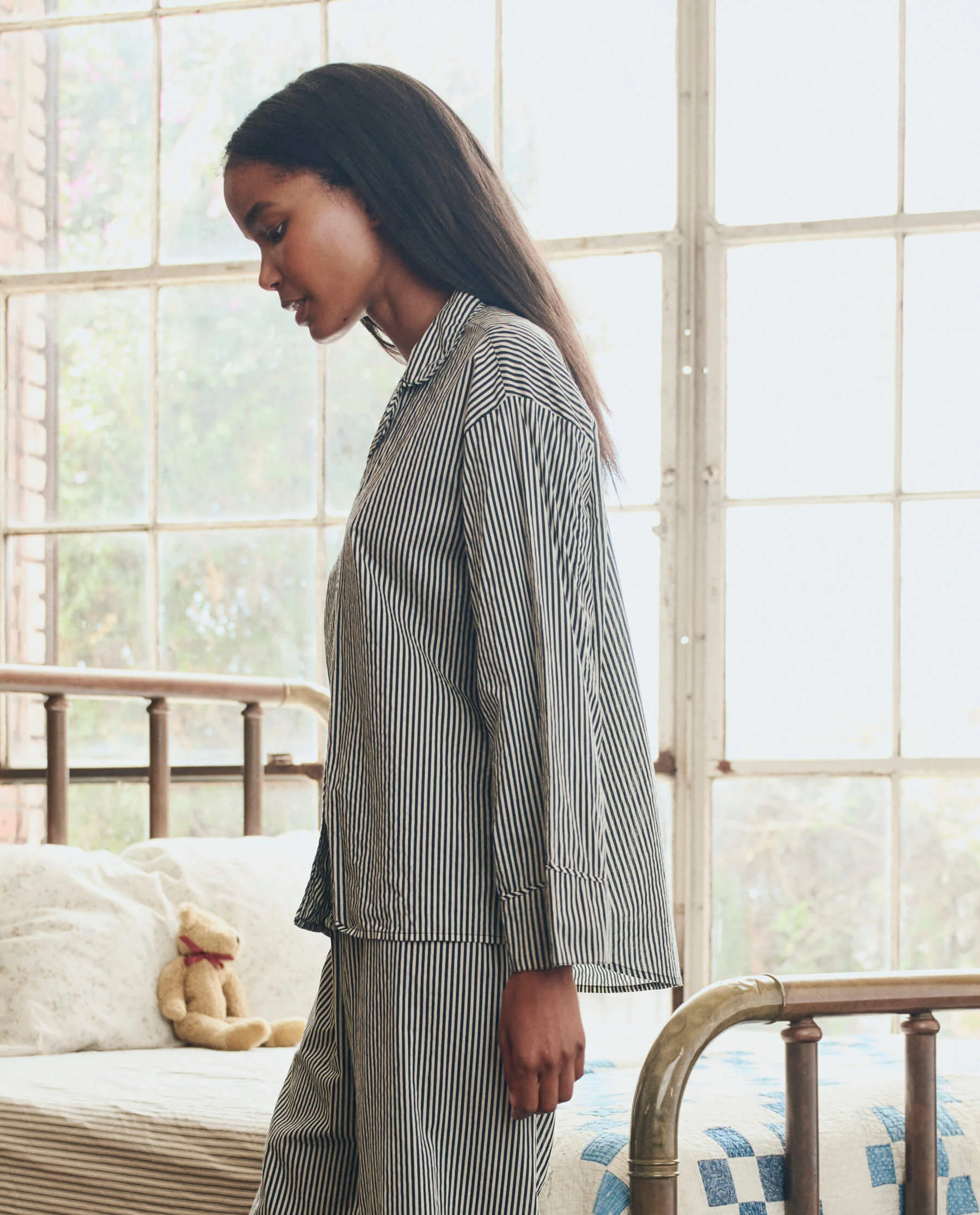 The Pajama Shirt. -- Black and Cream Crew Stripe - Image 4
