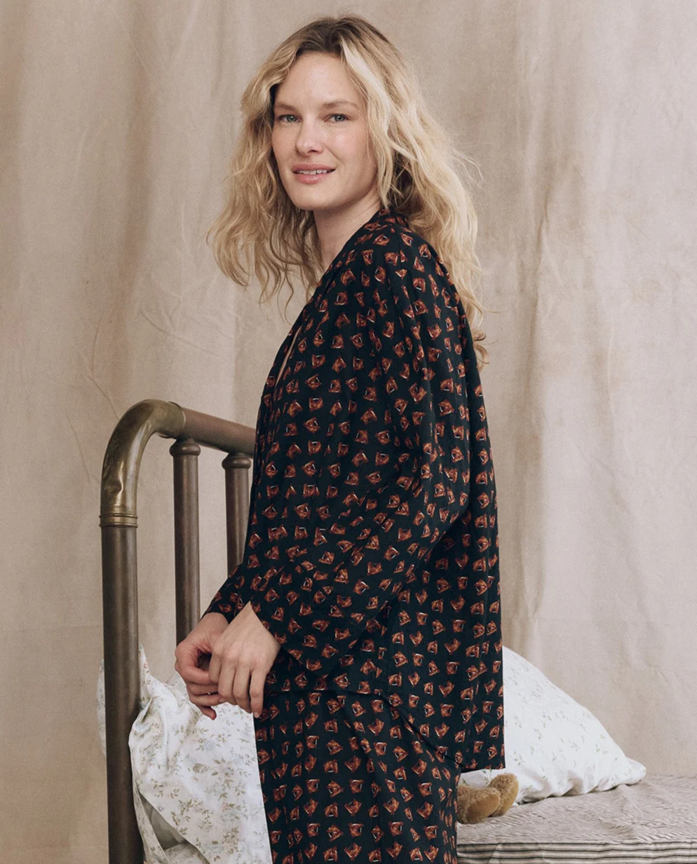 The Pajama Shirt. -- Navy Horse Medallion Print - Image 4