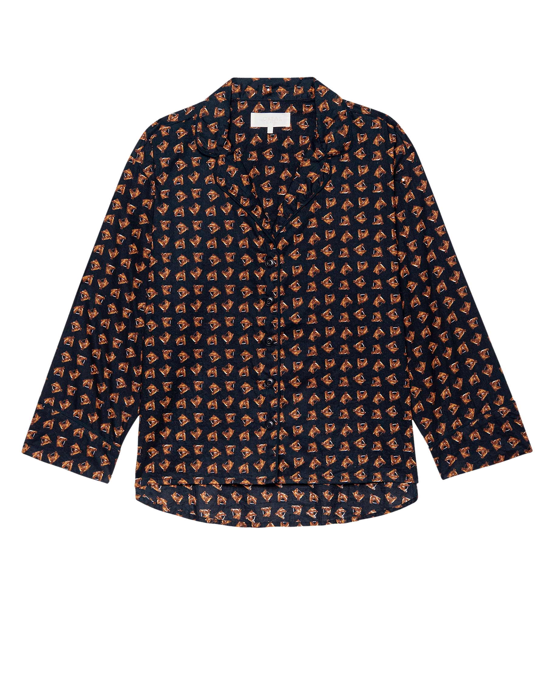 The Pajama Shirt. -- Navy Horse Medallion Print - Image 6