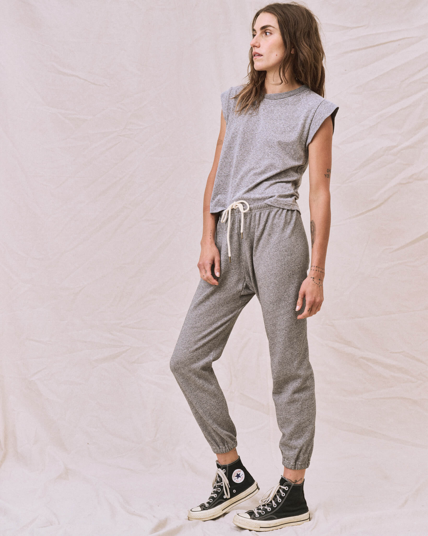 The Peak Shoulder Tee. -- Heather Grey - Image 3