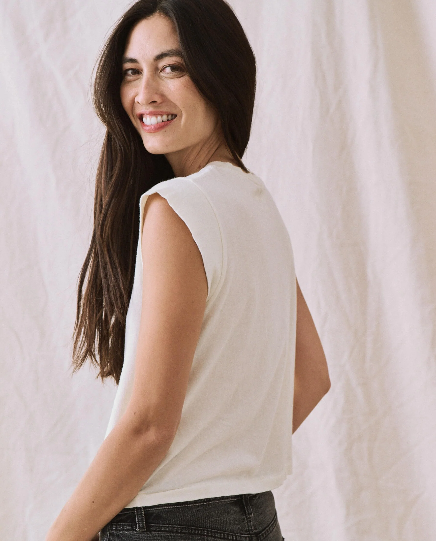 The Peak Shoulder Tee. -- Washed White - Image 3