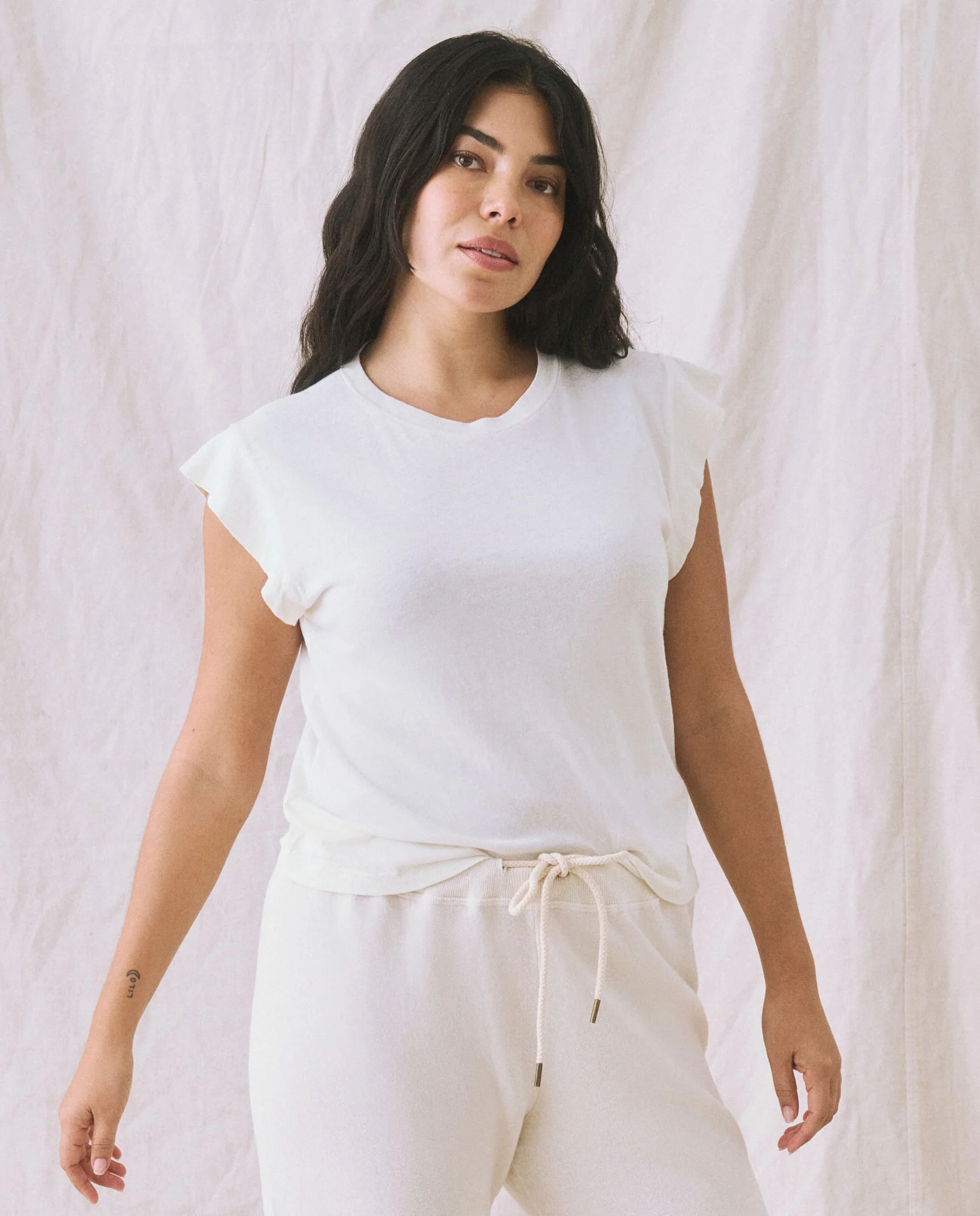 The Peak Shoulder Tee. -- Washed White - Image 4