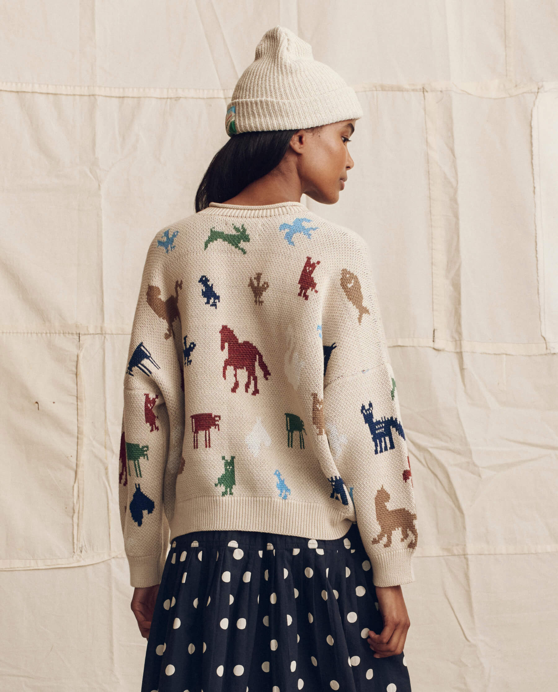 The Pictograph Roll Neck Pullover. -- Cream - Image 4