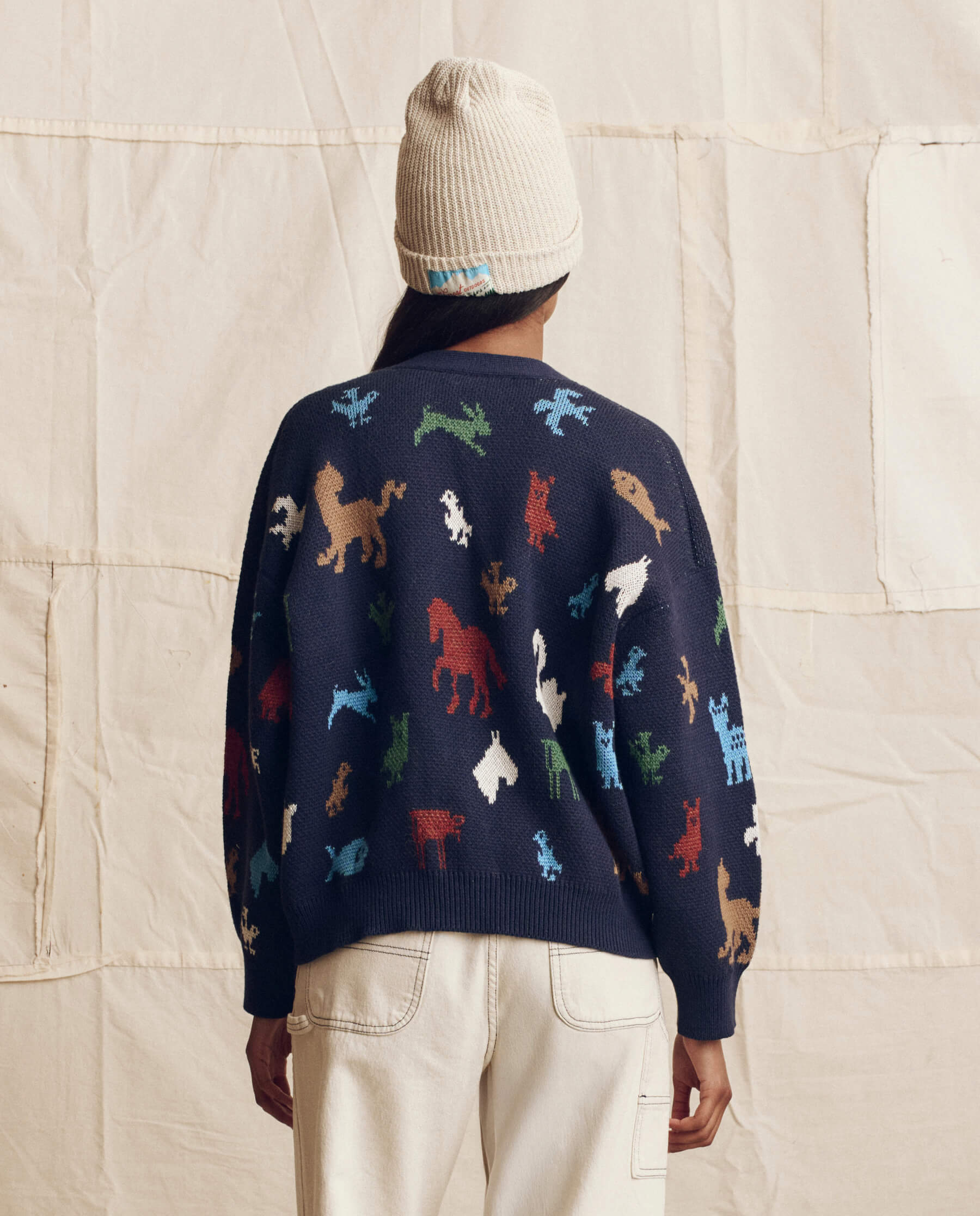 The Pictograph Slouch Cardigan. -- Navy - Image 2