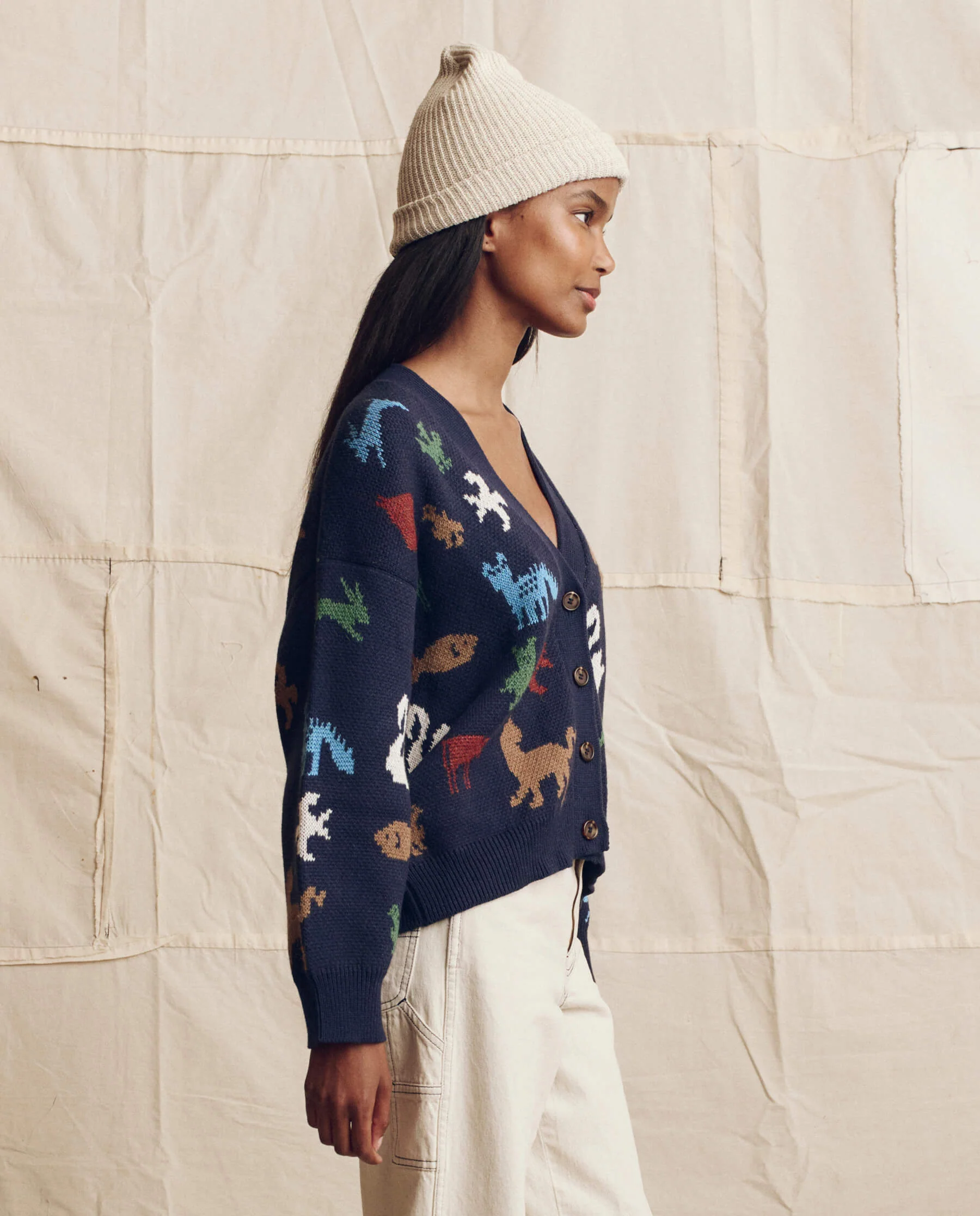 The Pictograph Slouch Cardigan. -- Navy - Image 3