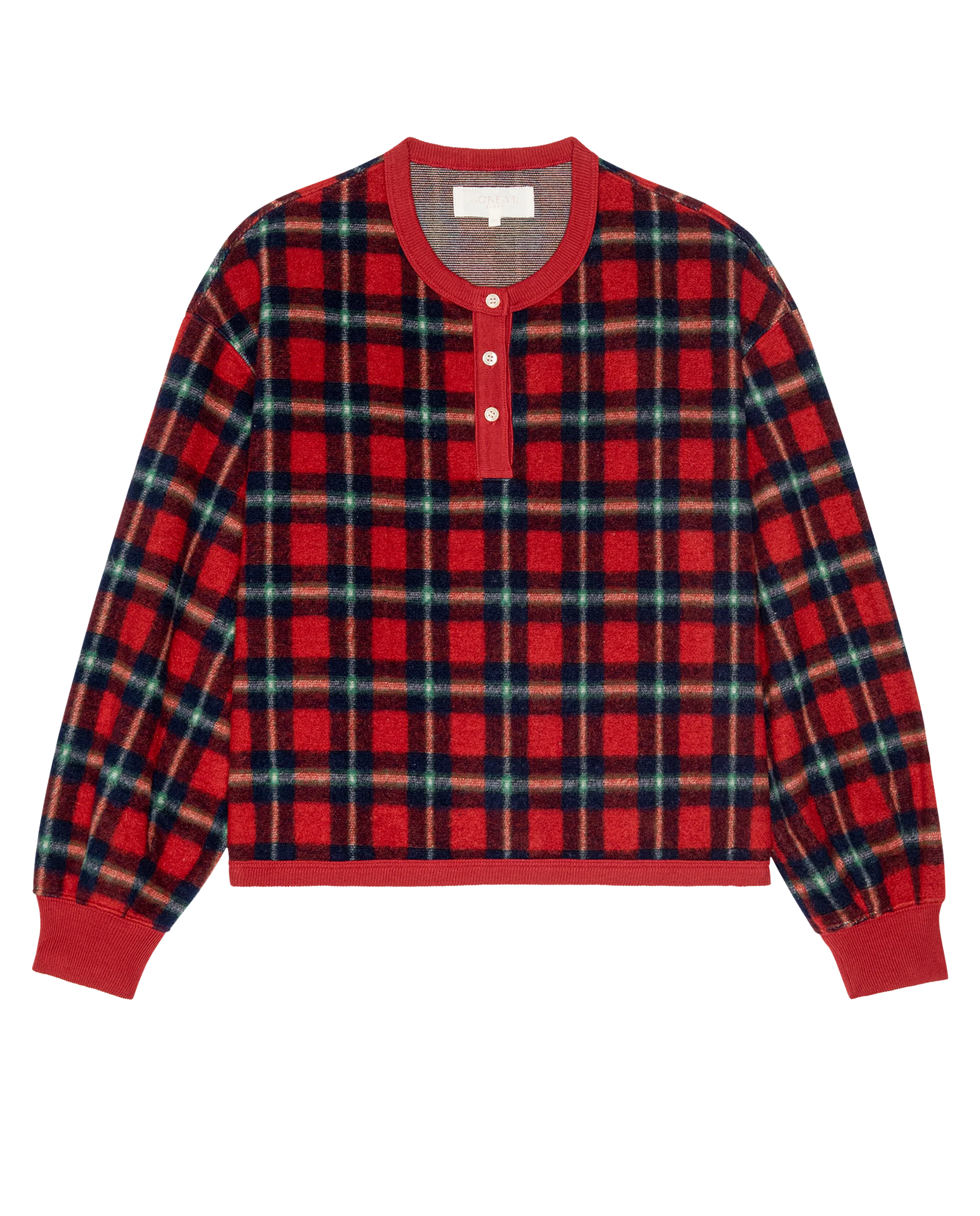 The Plush Fleece Henley Sleep Sweatshirt. -- Cedarwoods Plaid - Image 6