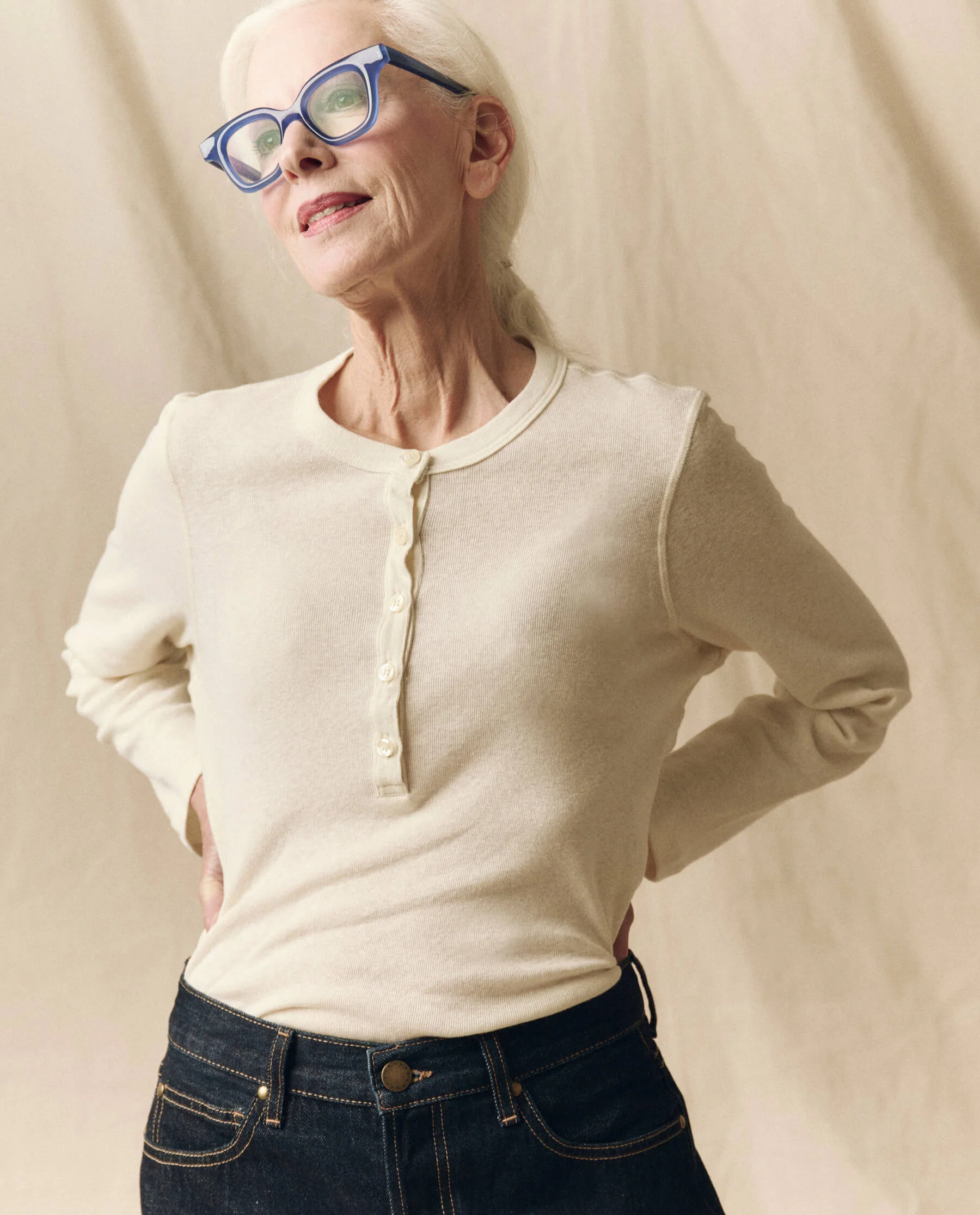 The Recycled Rib Slim Henley. -- Snow - Image 4