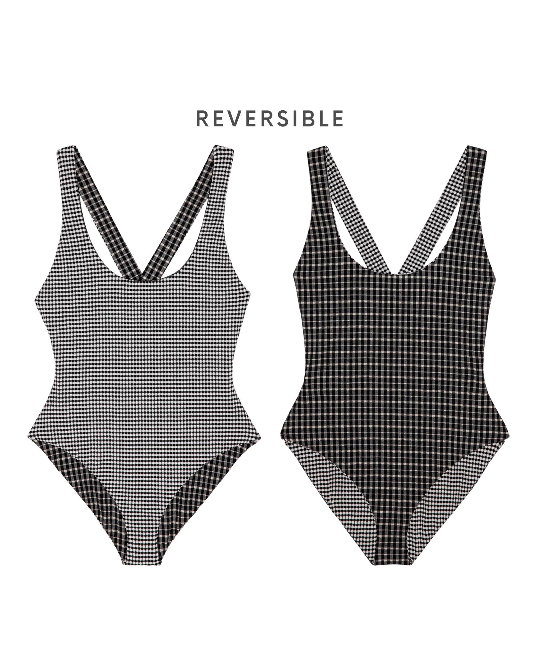 The Reversible Cross-Back One Piece. -- Black And Cream Check - Image 6